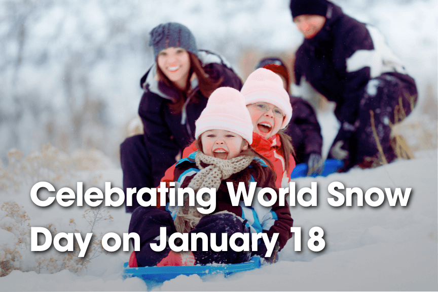 A family enjoying sledding on World Snow Day.