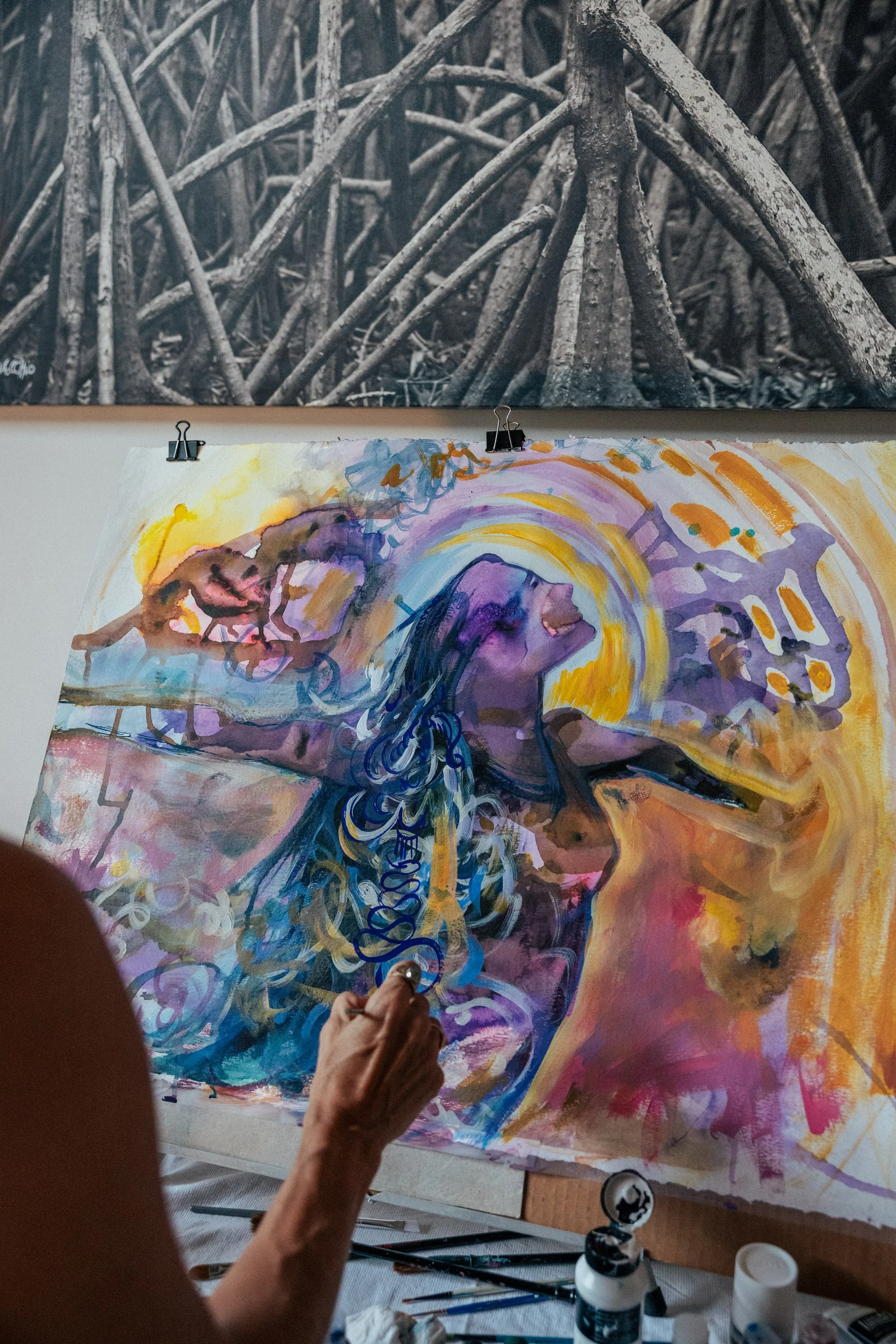 Live painting and creative expression session at Amber Hagberg's Here For More Live business retreat in Costa Rica