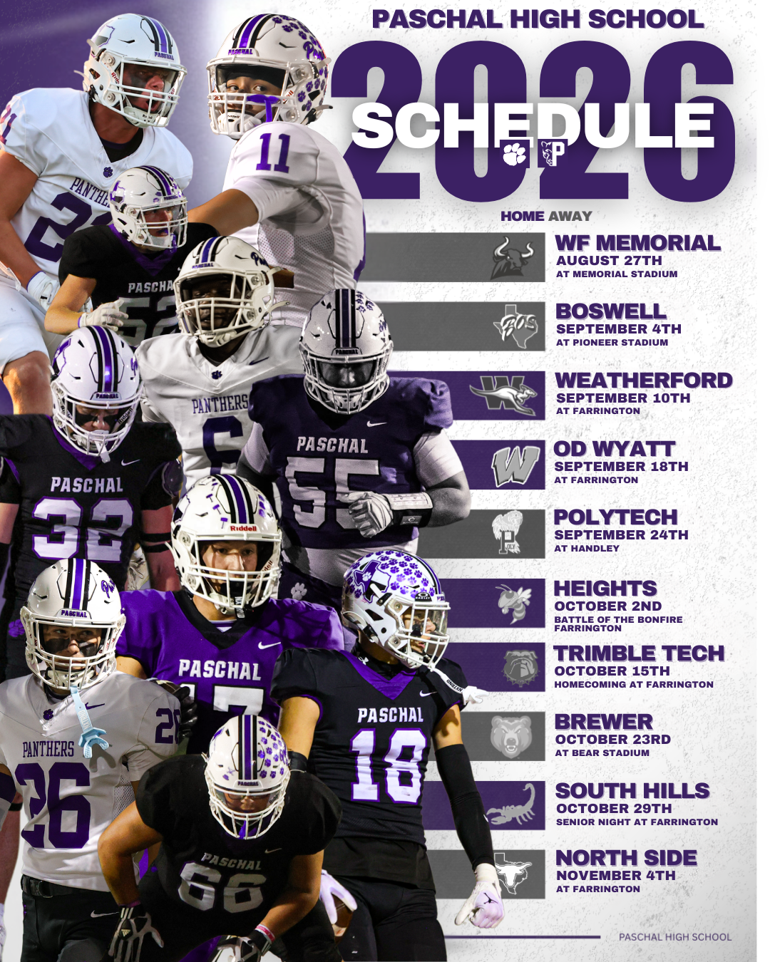 2026 Paschal Panther Football Schedule