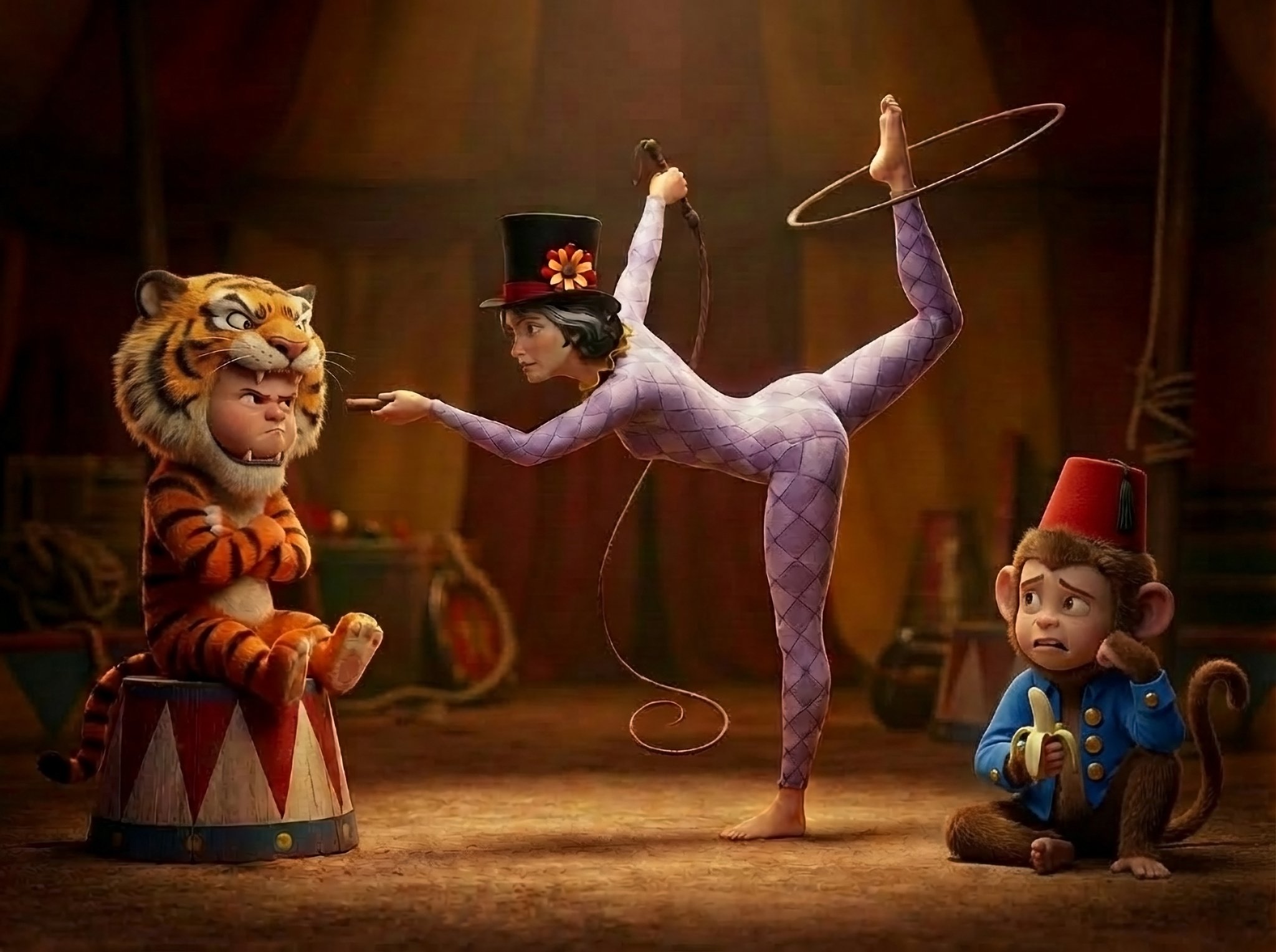 AI generated image of family breakfast turned into a circus