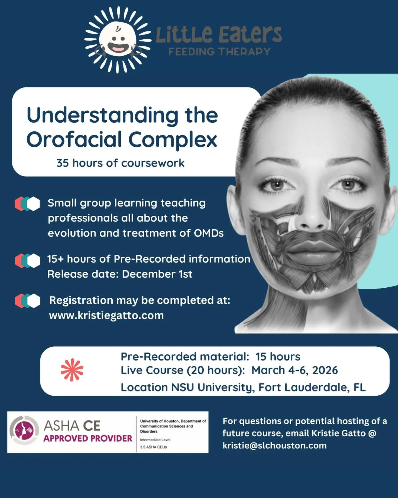 ✨ South Florida SLPs, OTs, DDSs &amp; airway-focused clinicians &mdash; this one&rsquo;s for you! ✨

Are you looking to deepen your understanding of orofacial myofunctional disorders? 
📍 The Orofacial Complex Course is coming to Fort Lauderdale!
🗓 