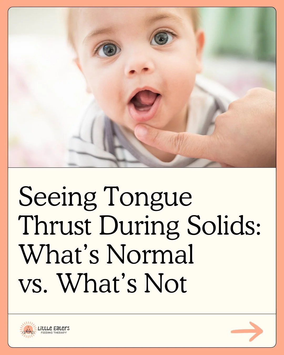 Is your baby constantly pushing food back out? 👅

It is a common sight when starting solids. Early on, that tongue thrust is just a normal part of the learning process. Your baby is still figuring out how to coordinate their tongue and jaw to swallo