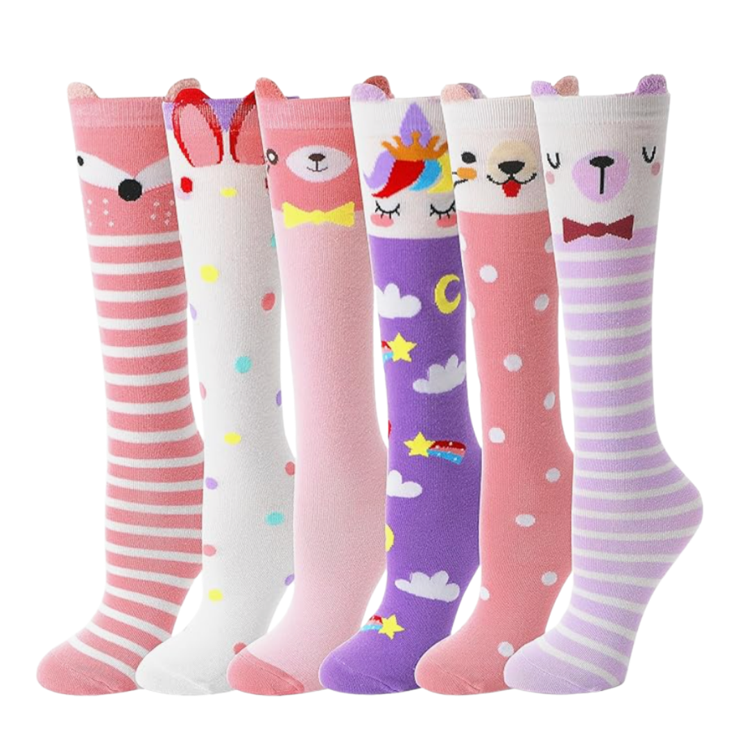 MOGGEI 6 Pairs Kids Girls Knee High Socks