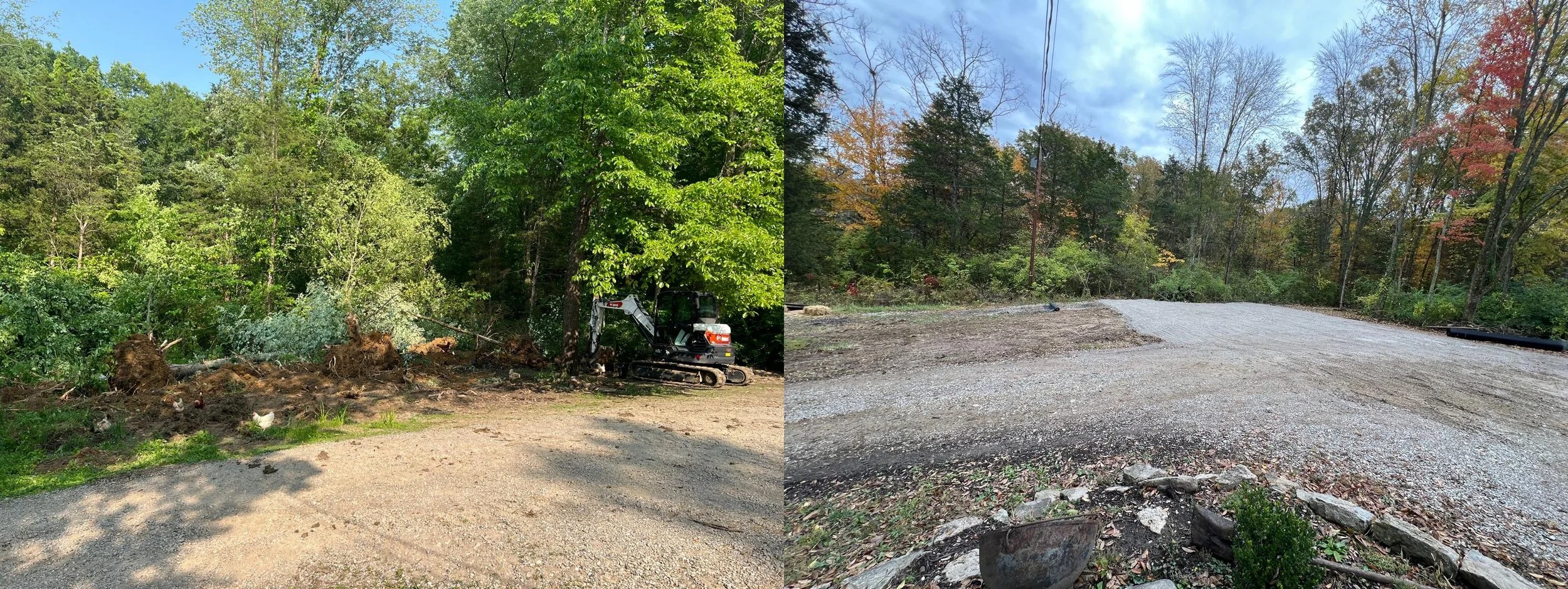 Land clearing and gravel pad installation