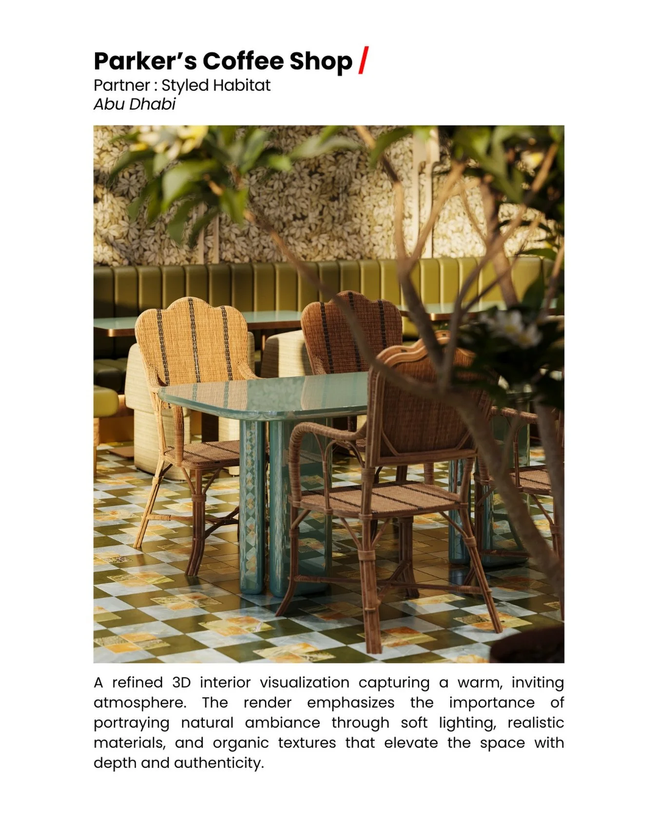 Parker&rsquo;s Coffee Shop , Abu Dhabi. 

3D visualization: @t7studios 
Partner : @styledhabitat 

Let&rsquo;s get in touch !
+971 52 877 7752
Info@t7-studios.com
www.t7-studios.com

#3drendering #uae #architechture