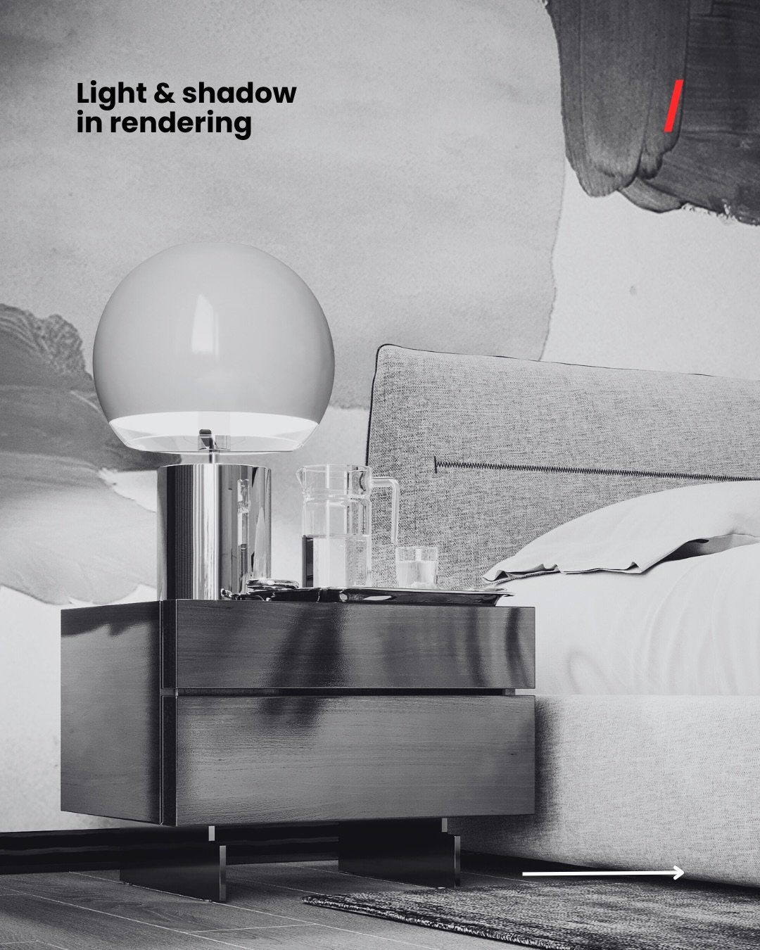 Light and shadow do more than add contrast, 
they define depth, form, and mood. 

Mastering their balance is what turns a flat render into a believable space!