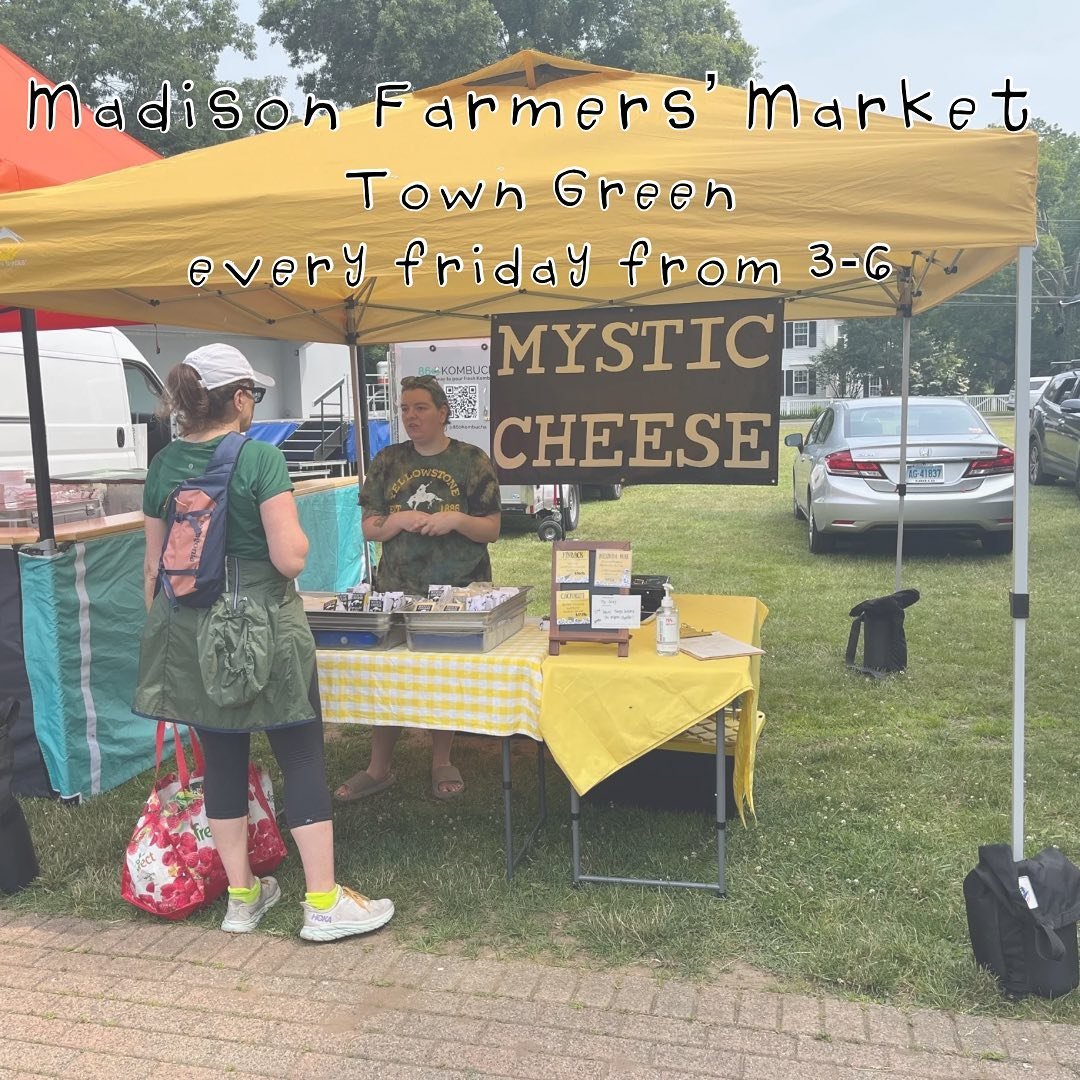 This Friday 🎉

We&rsquo;re back at the Madison farmers market starting this week! One of our favorite markets to attend - we&rsquo;ll have a great line up of Mystic Cheeses available. We&rsquo;ll be here every Friday on the Town Green till Thanksgiv