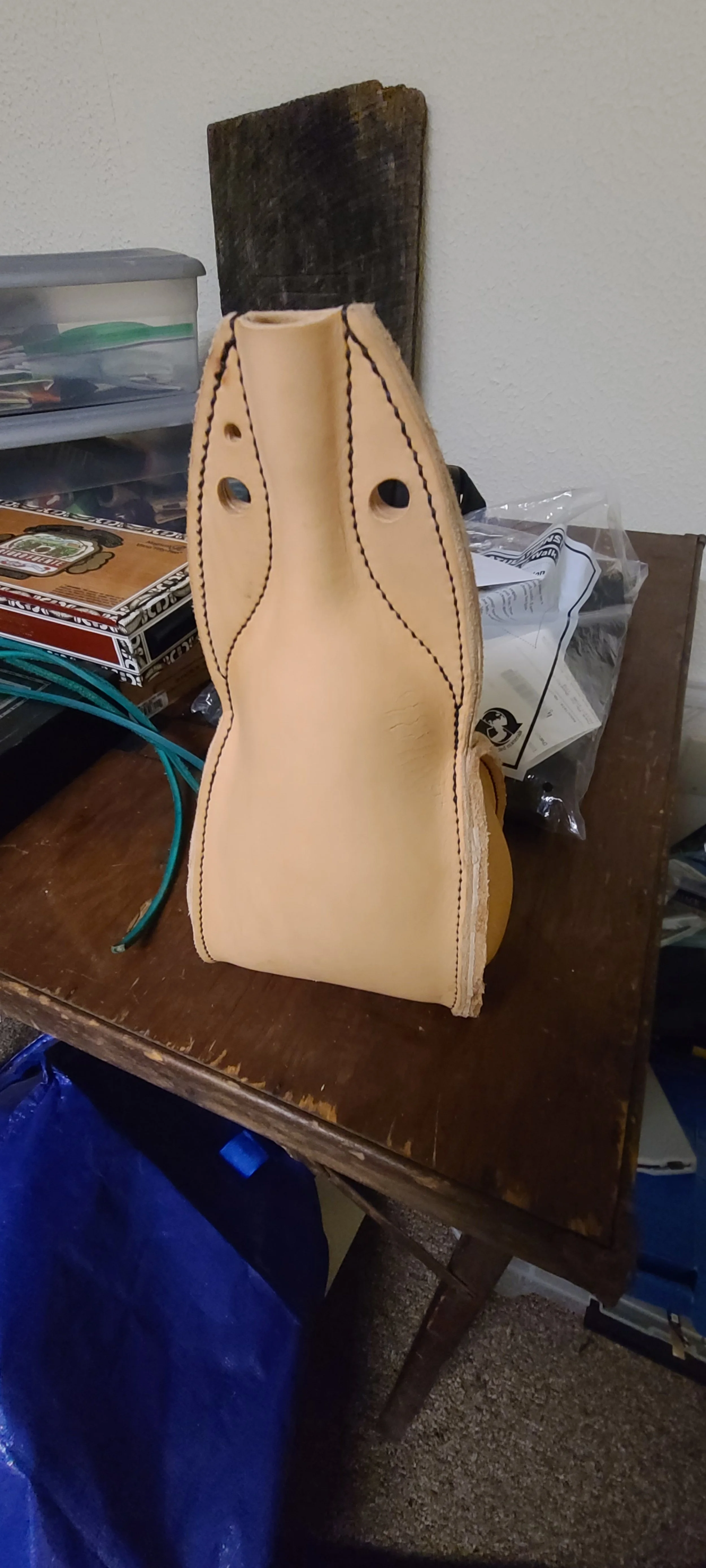 The Captain's costrel, pre-waxing