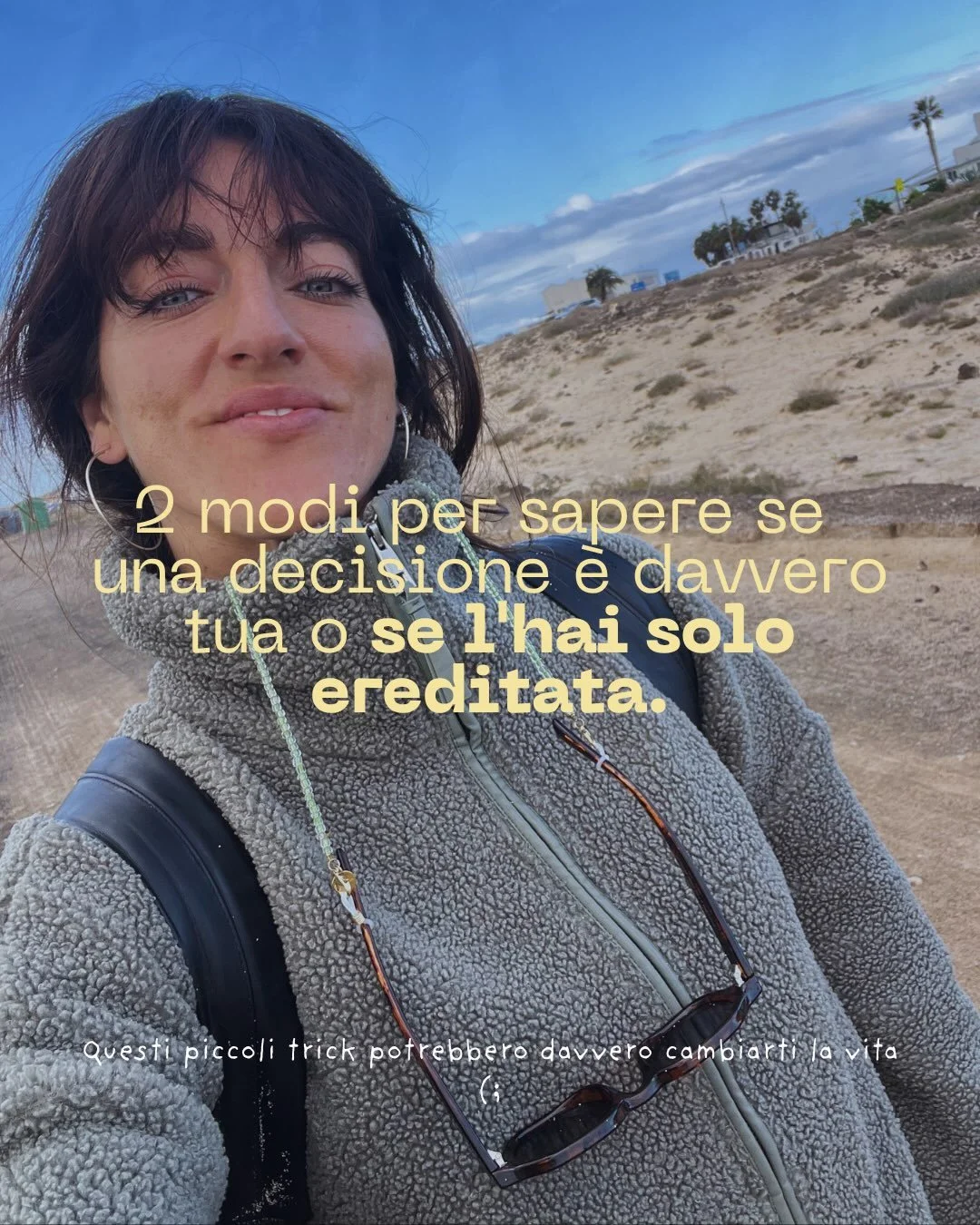Se avessi una moneta per tutte le volte che ho pensato di non sapere cosa volessi 😅

Ripeti con me: SO, sempre, cosa voglio.
&Egrave; davvero cosi.

Semplicemente spesso quello che vogliamo non &egrave; allineato con ci&ograve; che &ldquo;dovremmo v