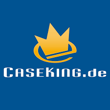 Logo for CASEKING.de featuring a gold crown on a blue background with the website name below