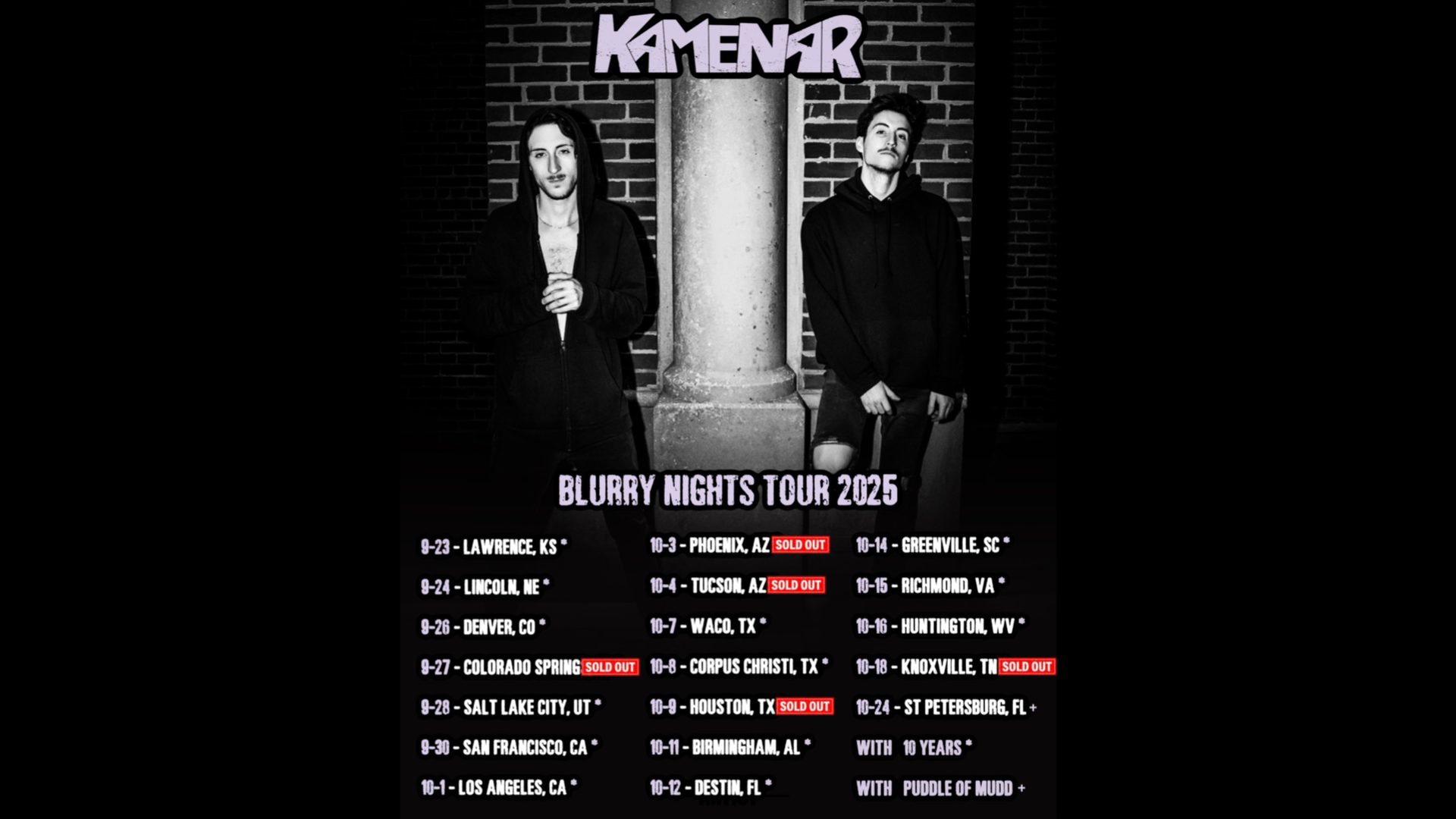 Kamenar announces the Blurry Nights Tour with 10 Years, Ratt and Puddle of Mudd 