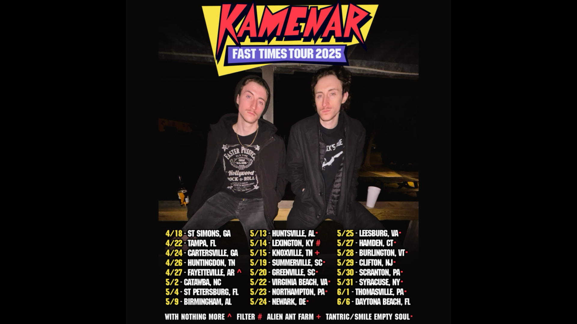 Kamenar announces the Fast Times Tour - dates with Nothing More, Alien Ant Farm, Smile Empty Soul and Tantric