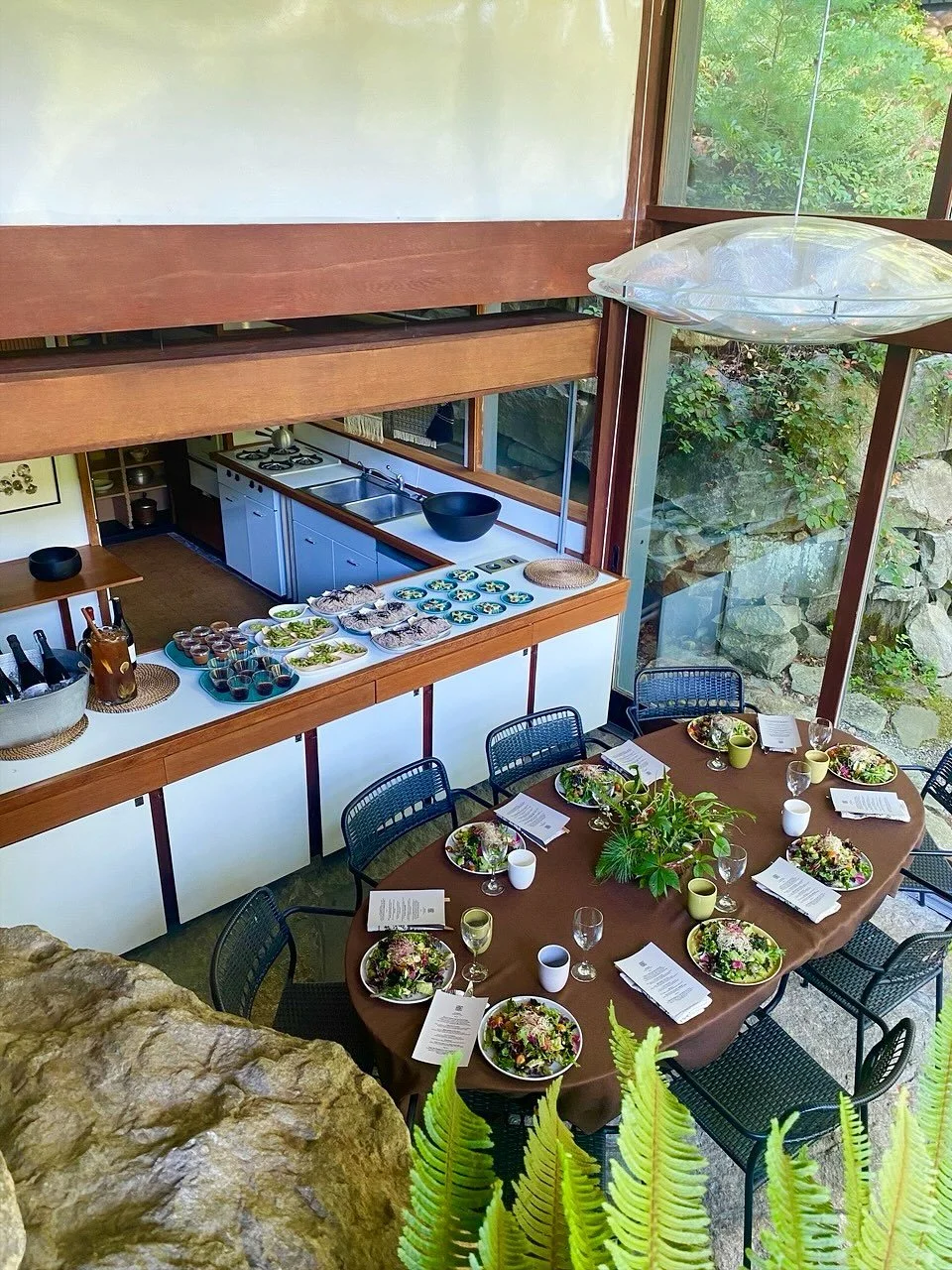 Manitoga Private Dinner

A joyful summer evening at @visitmanitoga 🌿
Last week we served a buffet-style dinner with a hot-weather menu based on Japanese home cooking:

Big summer salad with cold soba in goma dare dressing, edamame sprinkled with cor