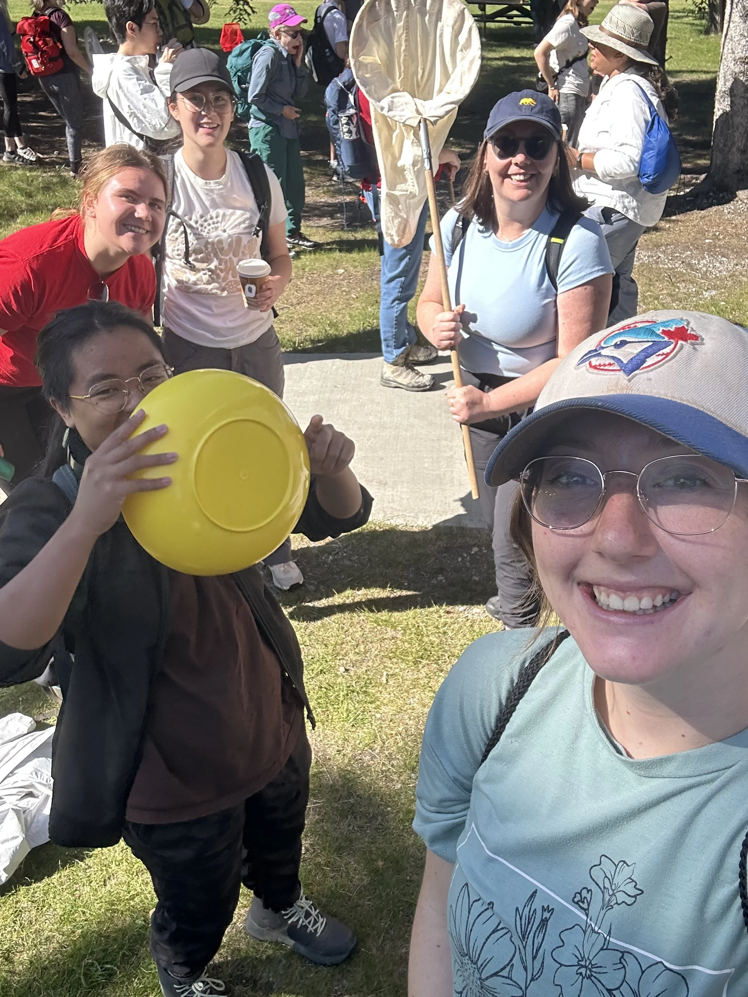 Lebenzon Lab BioBlitzin' Summer 2025 - Left to right, Bottom row: Miguel Manuel (undergraduate volunteer, resident archaeologist), Maranda van Oirschot (Lab tech, soon-to-be-MSc), Top row: Alexandra Dvorak (Summer PURE Student, ferritin enthusiast),