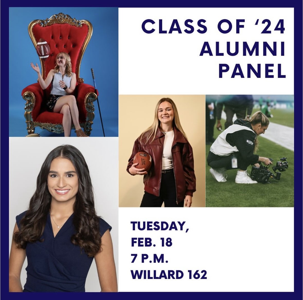 Penn State’s Chapter of the Association for Women in Sports Media was excited to host the Class of 2024 Alumni Panel