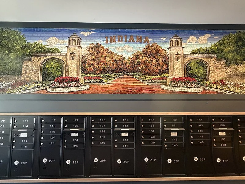 Indiana University mural for the new residence hall The Beverly in Bloomington, Indiana. Two identical murals 48" x 18feet.