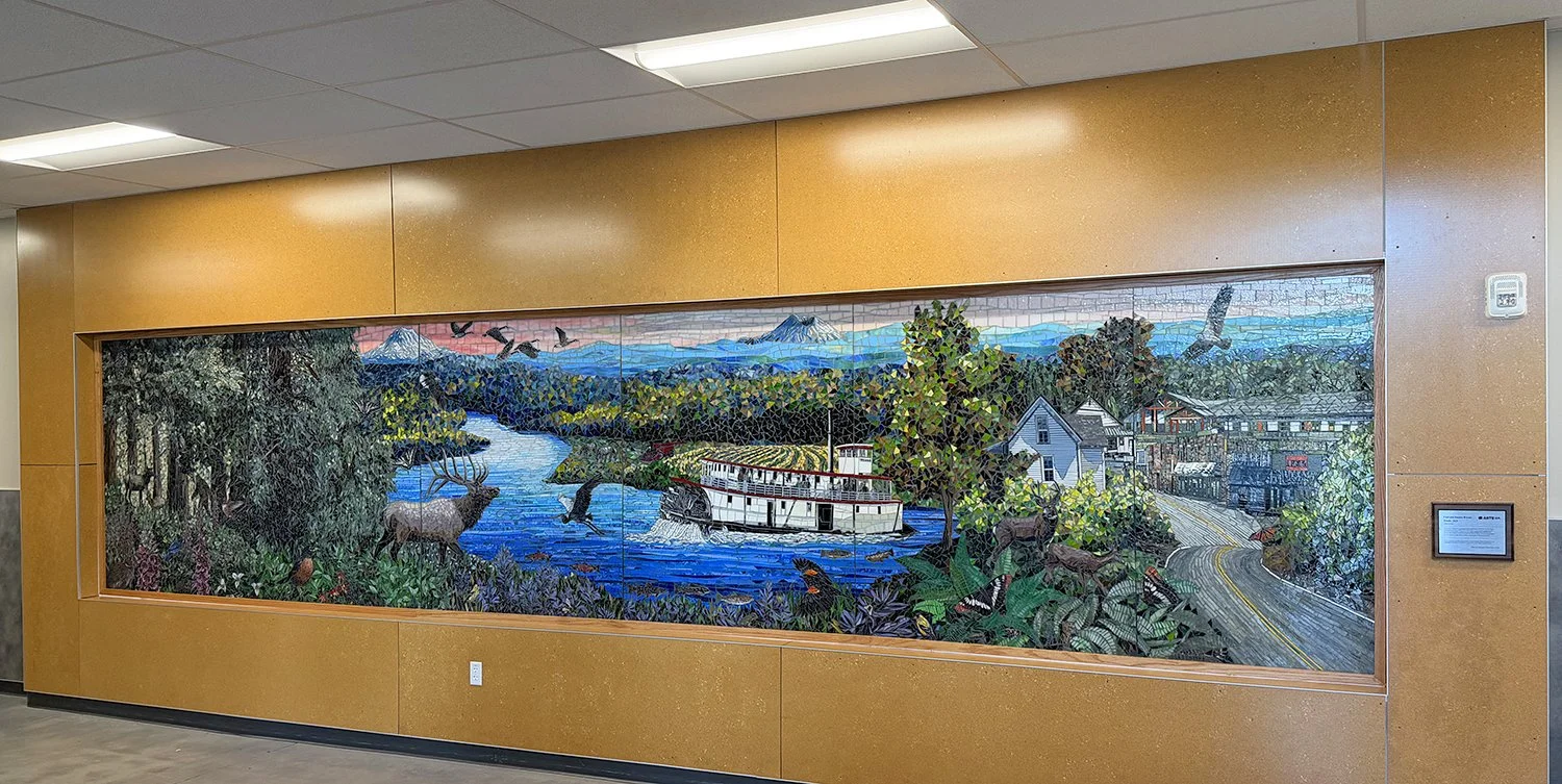 Toledo 5ft x 23ft glass mosaic mural  with the Washington State Arts Commission and the Toledo School District.