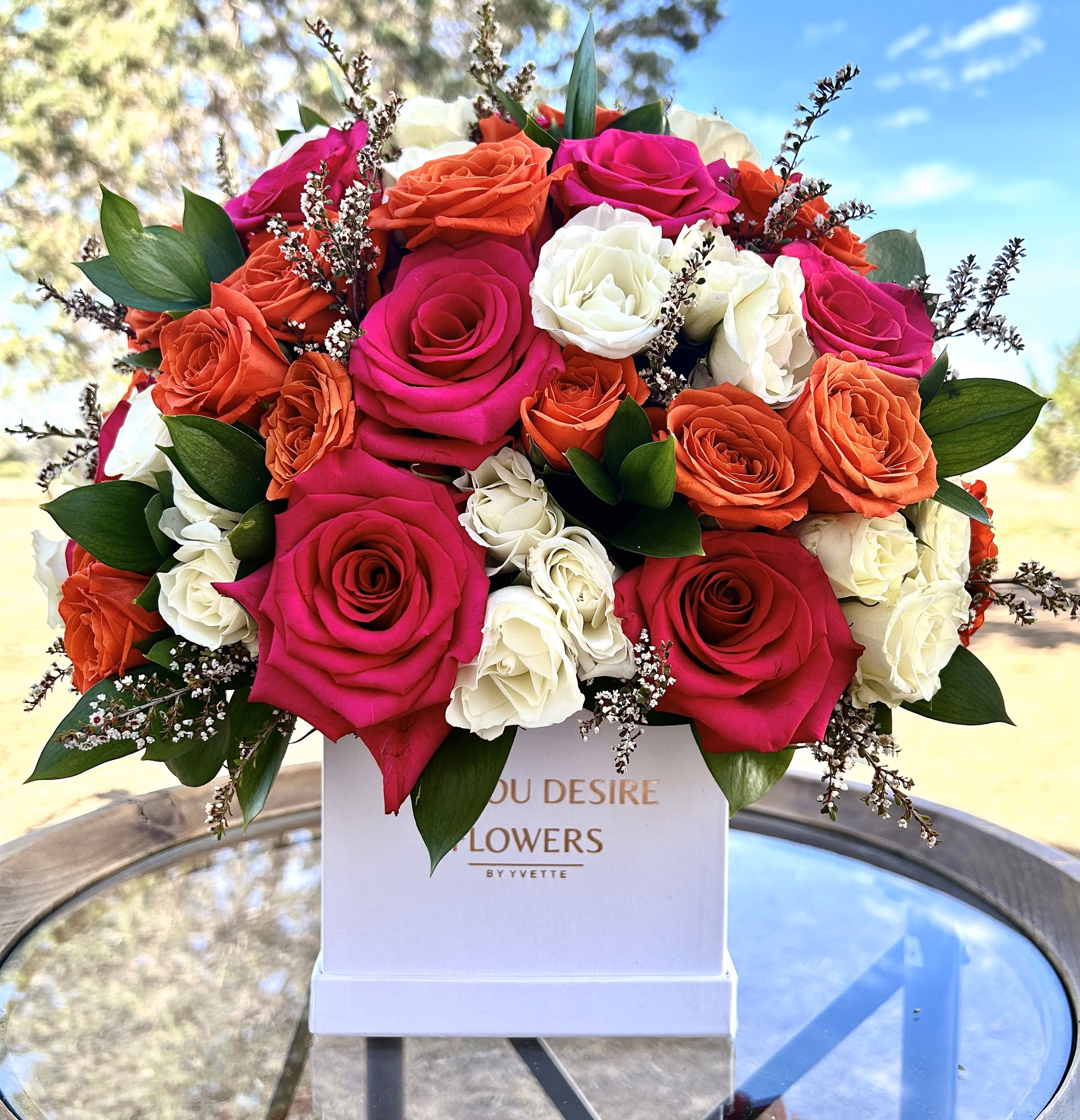 Hot Pink & Orange Rose Bloom Box