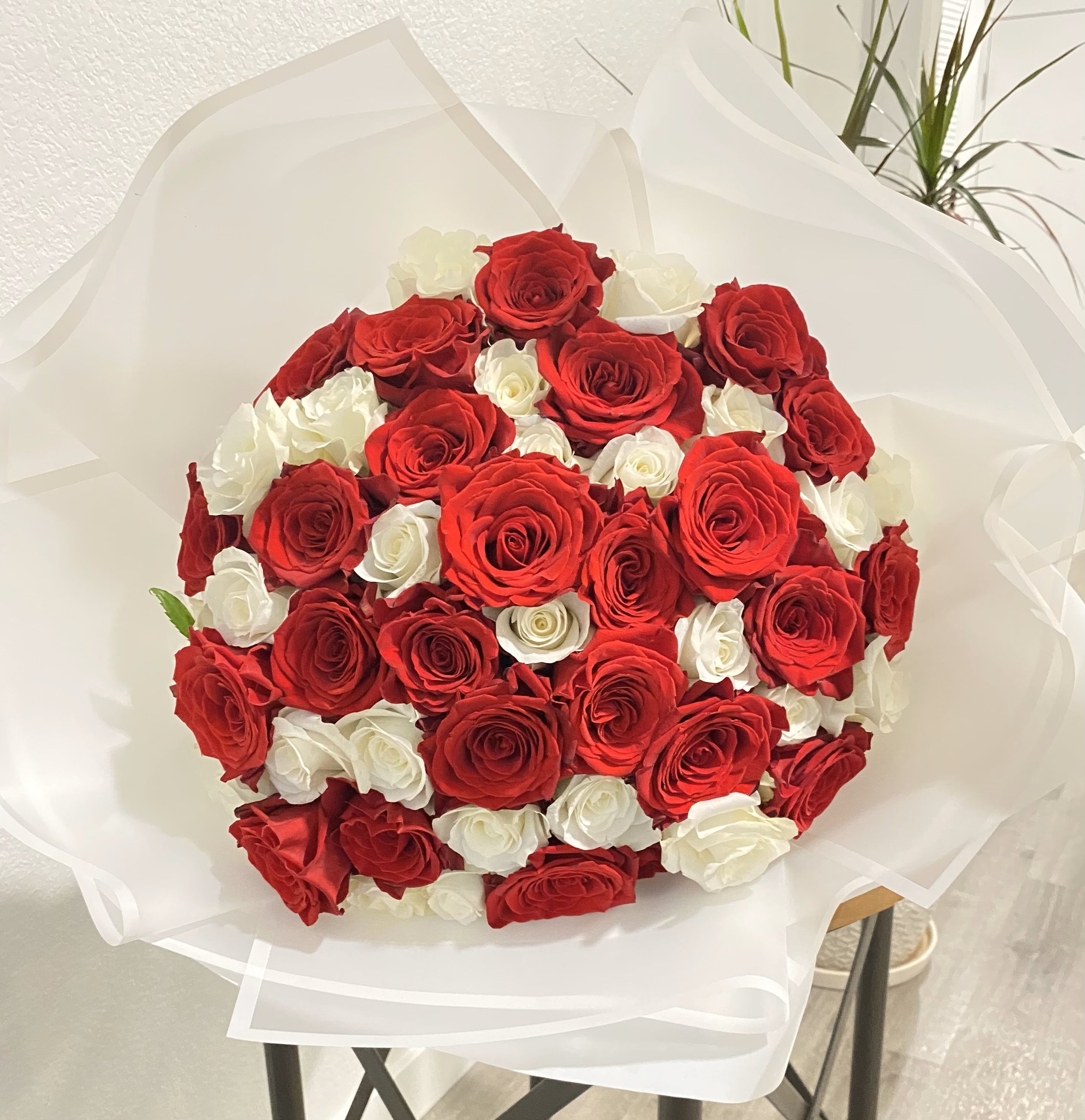 Red and White Roses Bouquet