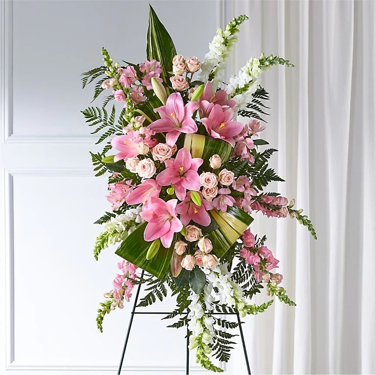 Pink Funeral standing spray.jpeg