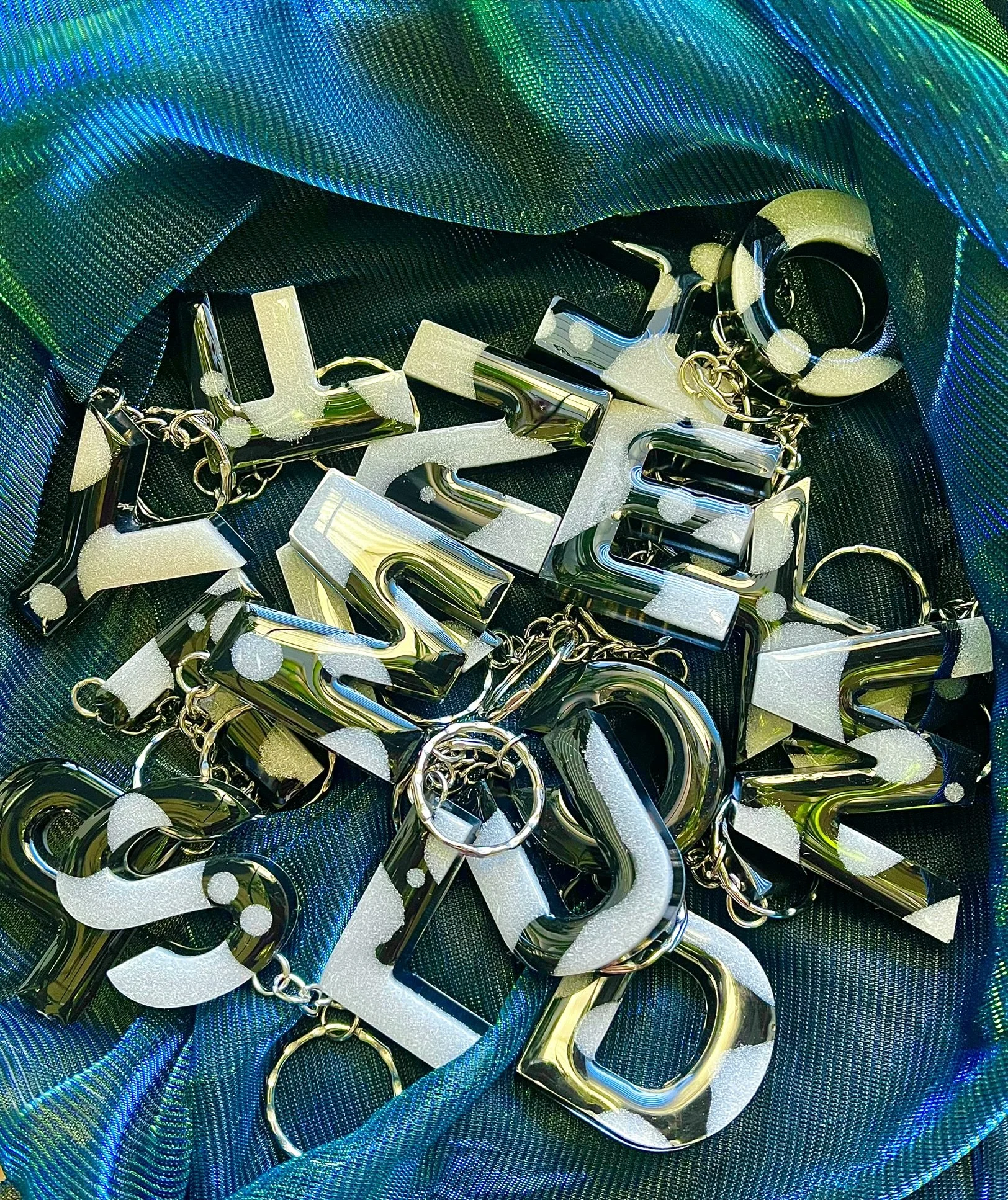 Blk/Wht Letter Keychain