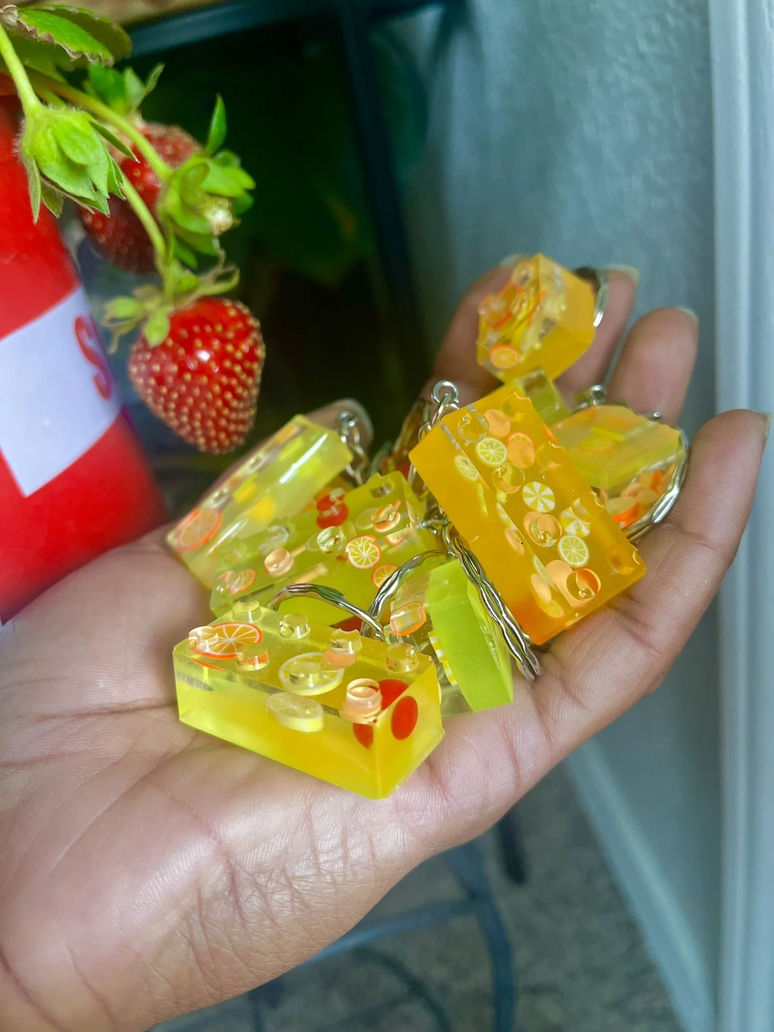 Lemonade Lego Keychains
