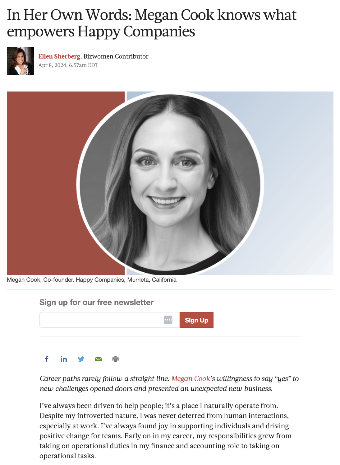 Bizwomen - Happy Companies/Megan Cook