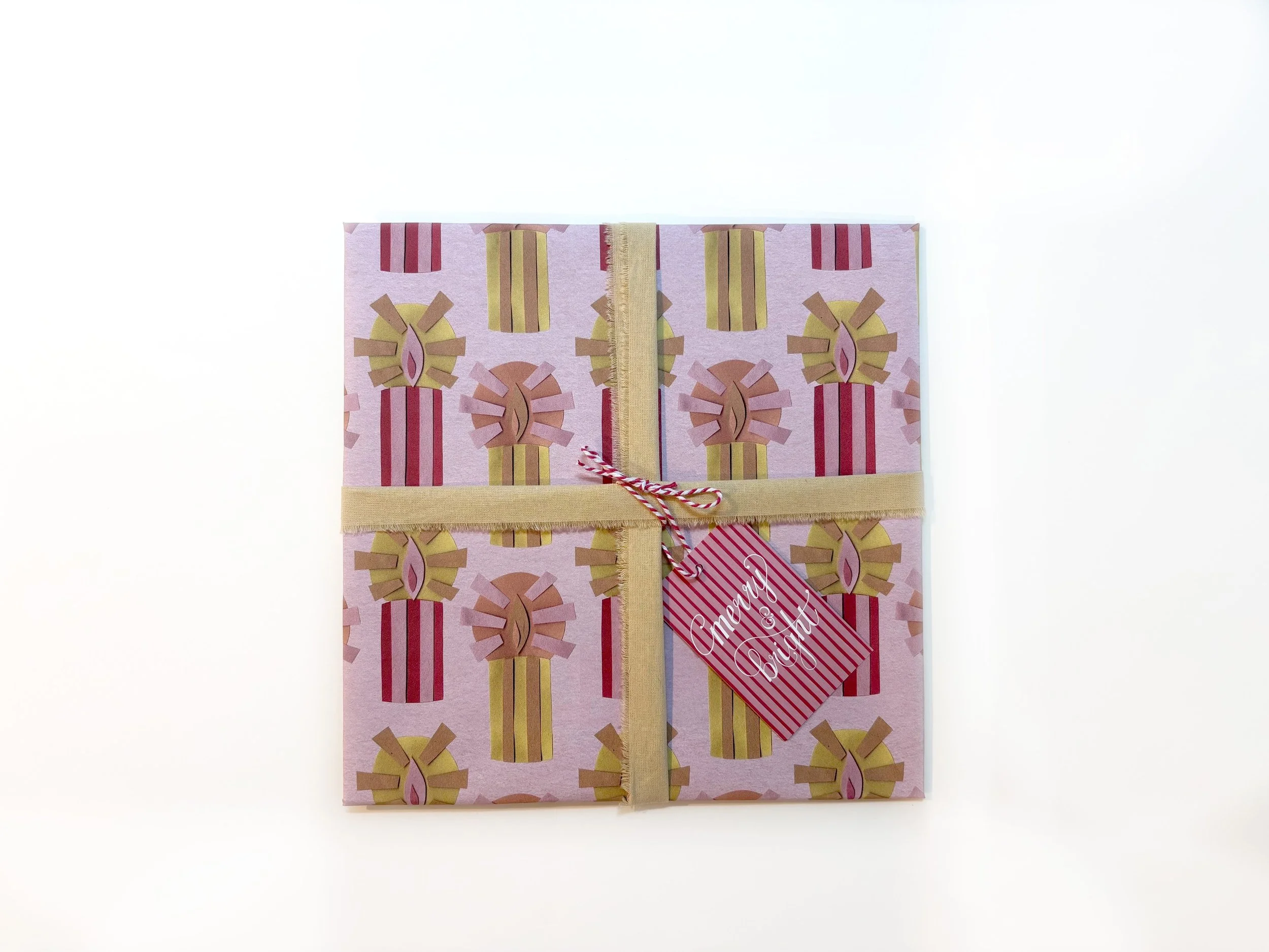 Candles Gift Wrap and Gift Tag Bundle