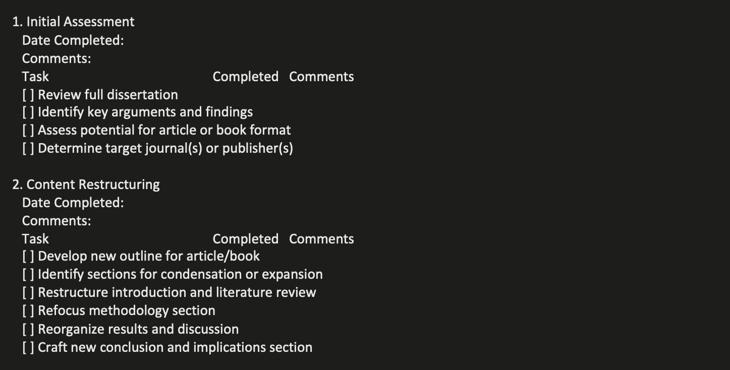 Image showing the dissertation conversion steps