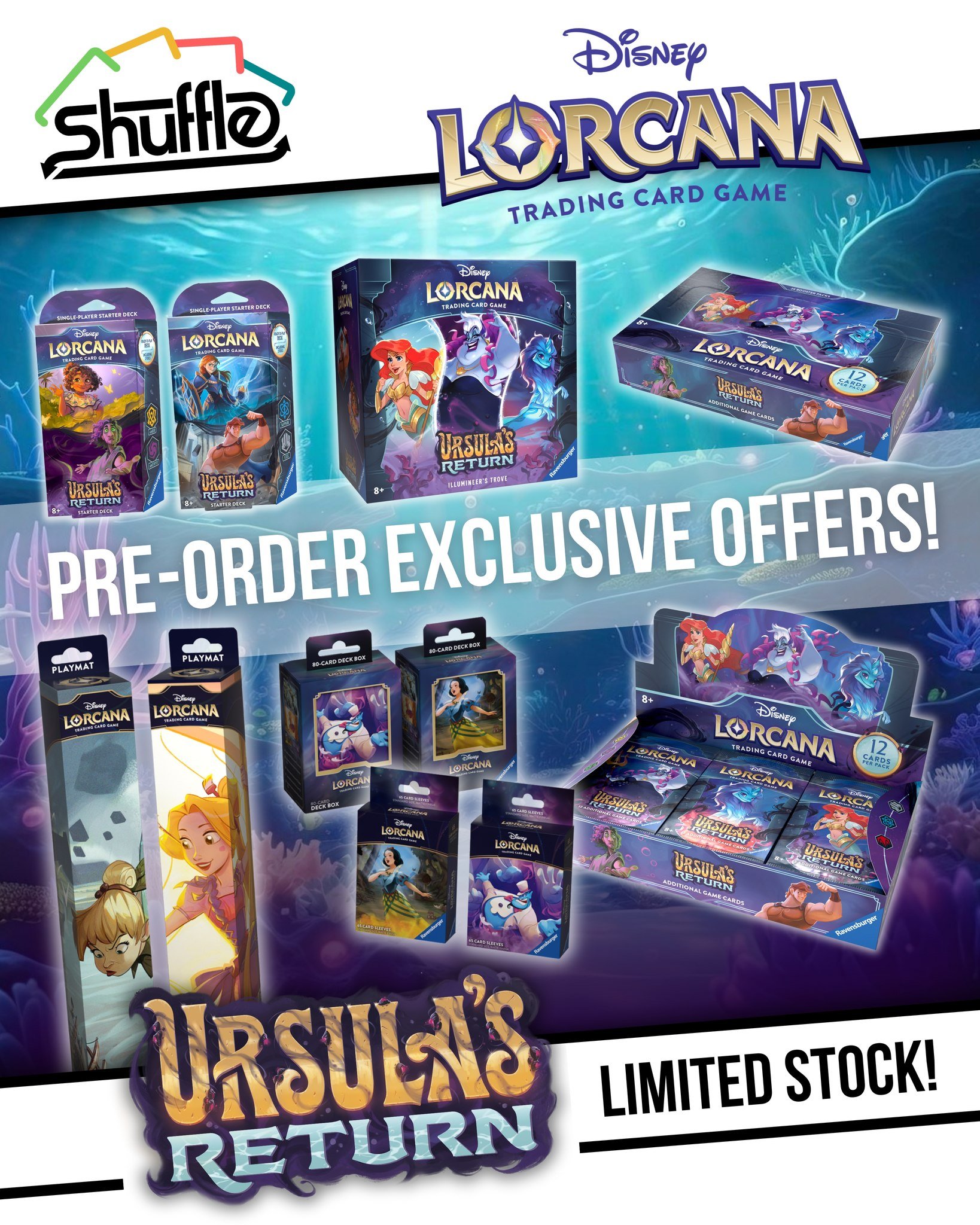 🐙 PRE-ORDERS for LORCANA: URSULA'S RETURN are now OPEN! 🐙

BOOSTER BOXES - &pound;109.95 🏷️
BOOSTER PACKS - &pound;5 🏷️
ILLUMINEER'S TROVES* - &pound;50 🏷️
⚡ (*or &pound;44.95 with a Booster Box!)
STARTER DECKS* - &pound;18 🏷️
⚡ (*or both for &