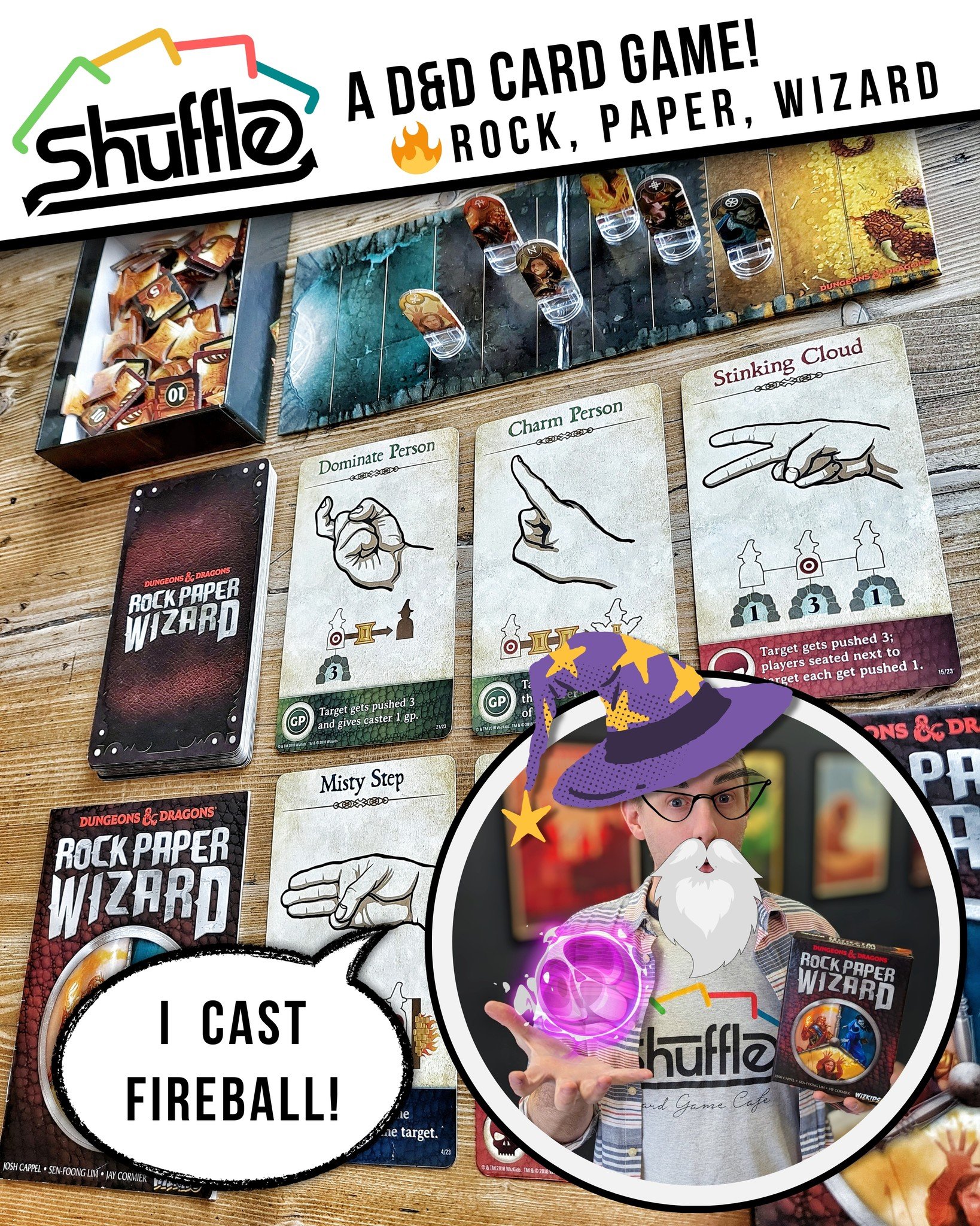 Love D&amp;D? Looking for a quick card game that makes you feel like a magical character? Want to cast spells all over the place (especially at your friends and family)?!

Introducing: 🪨📜🧙&zwj;♂️ROCK, PAPER, WIZARD! 🧙&zwj;♂️📜🪨

You know Rock, P