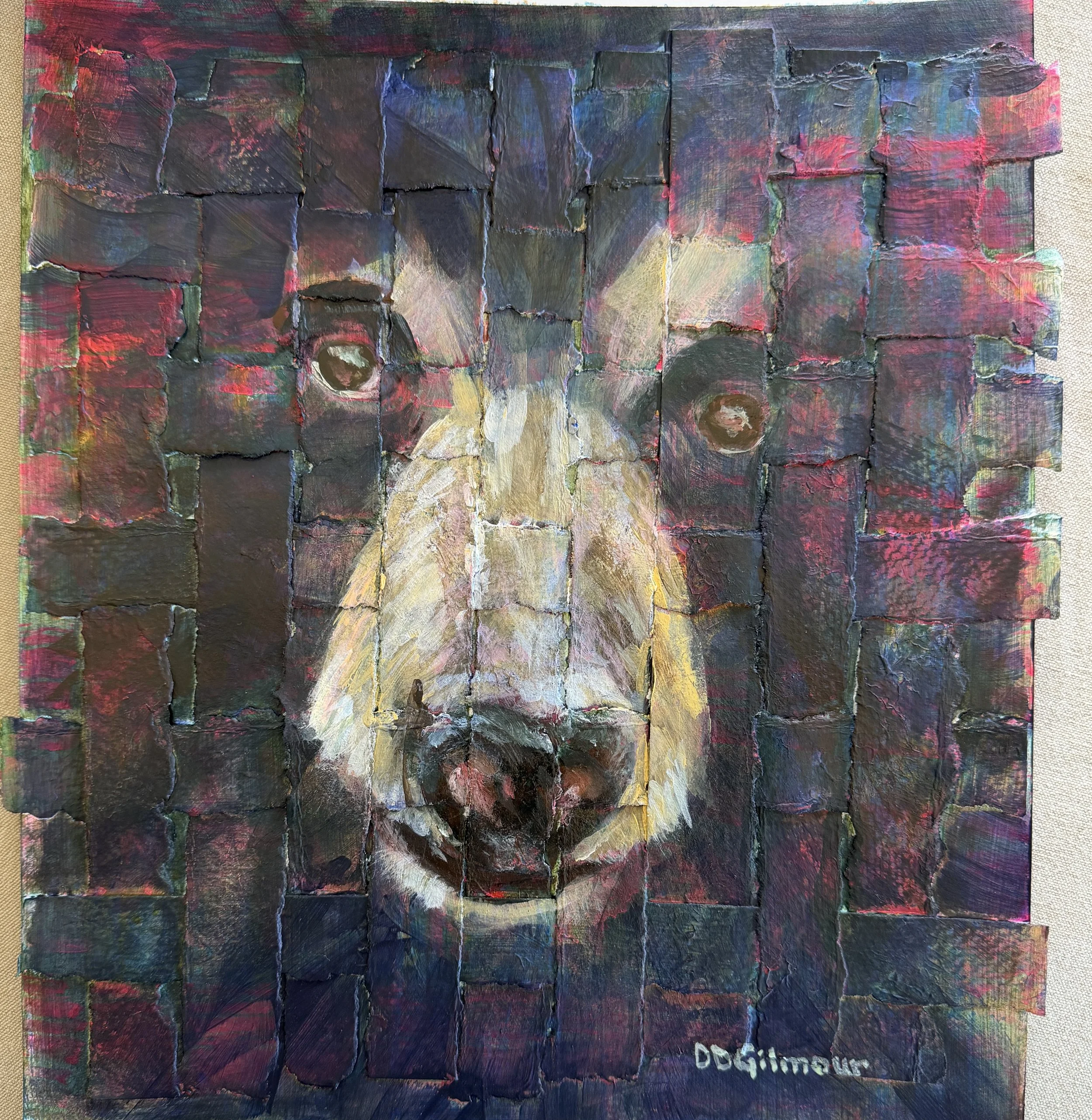 Bearly There, 12.5x11.25, mixed media 