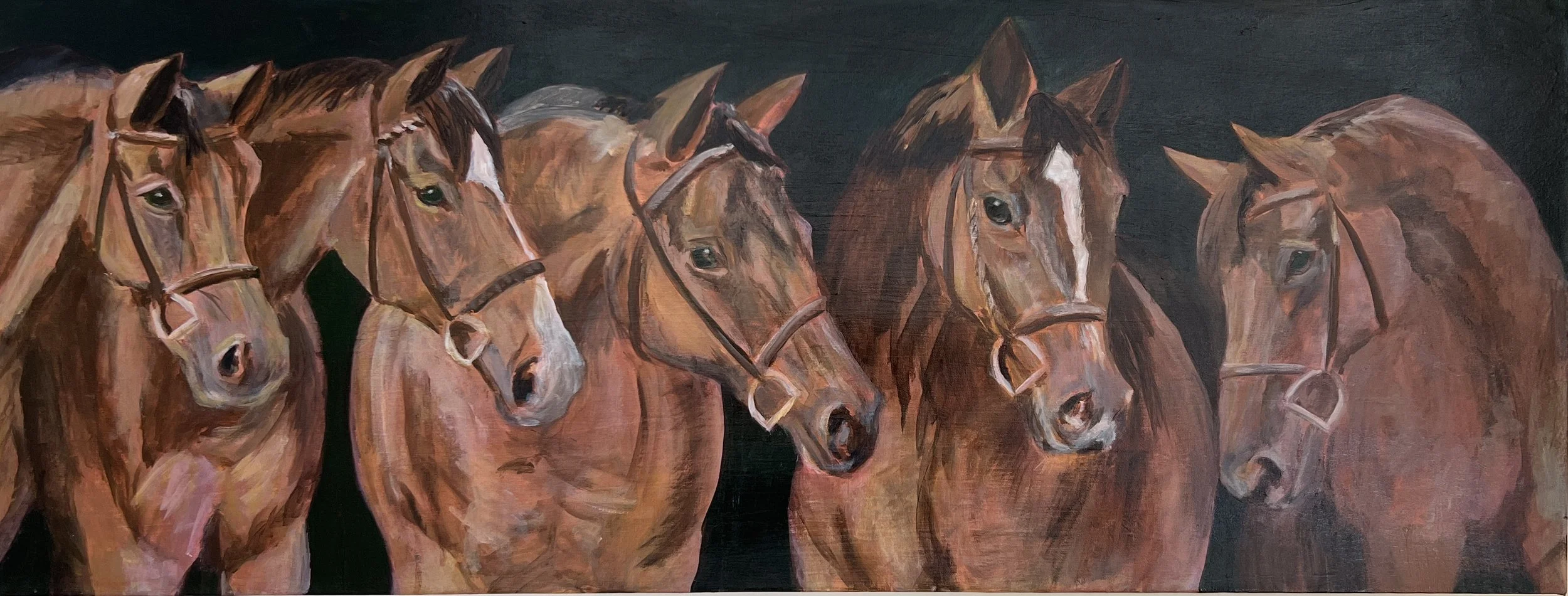 Bridle Party, 16x40, acrylic on canvas
