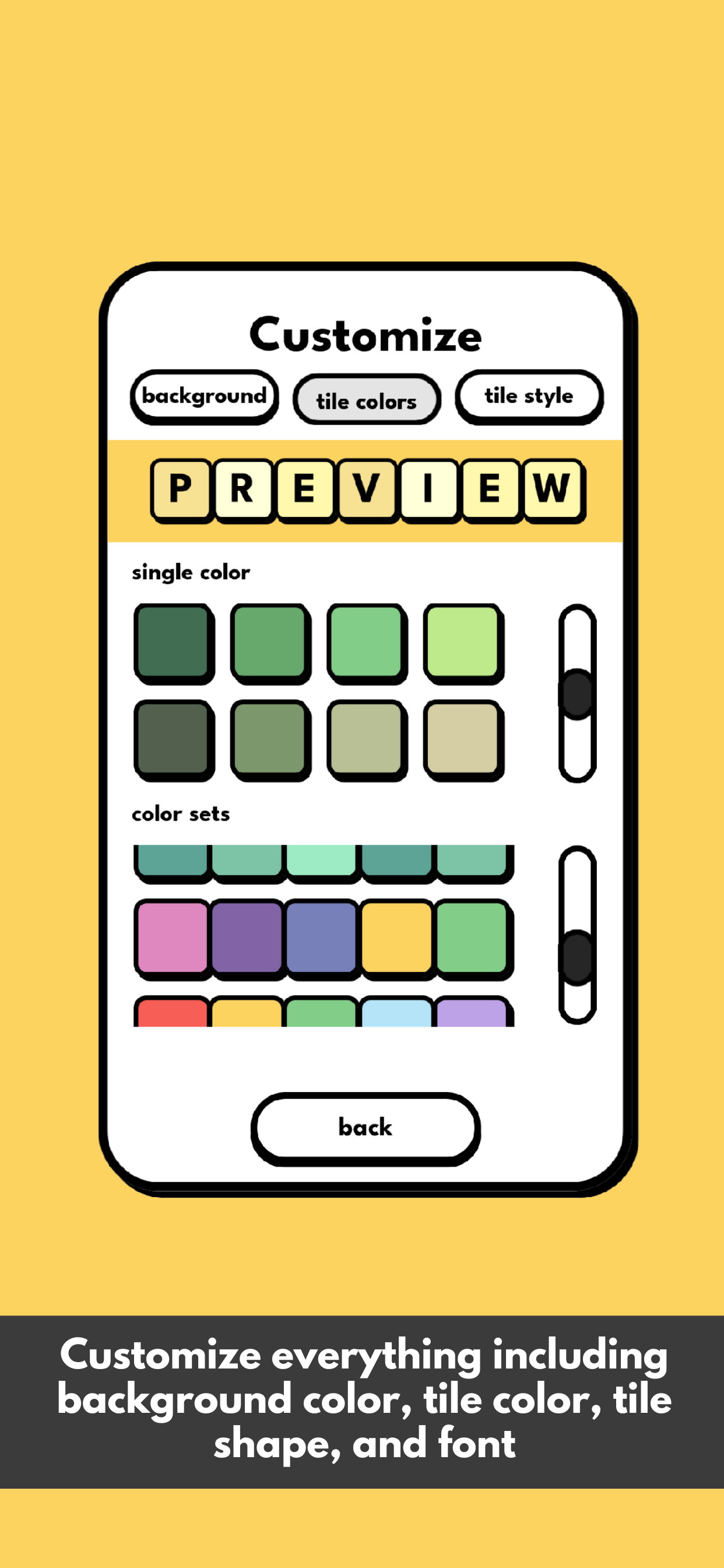 Cozy Crosswords game - customize your tiles and colors