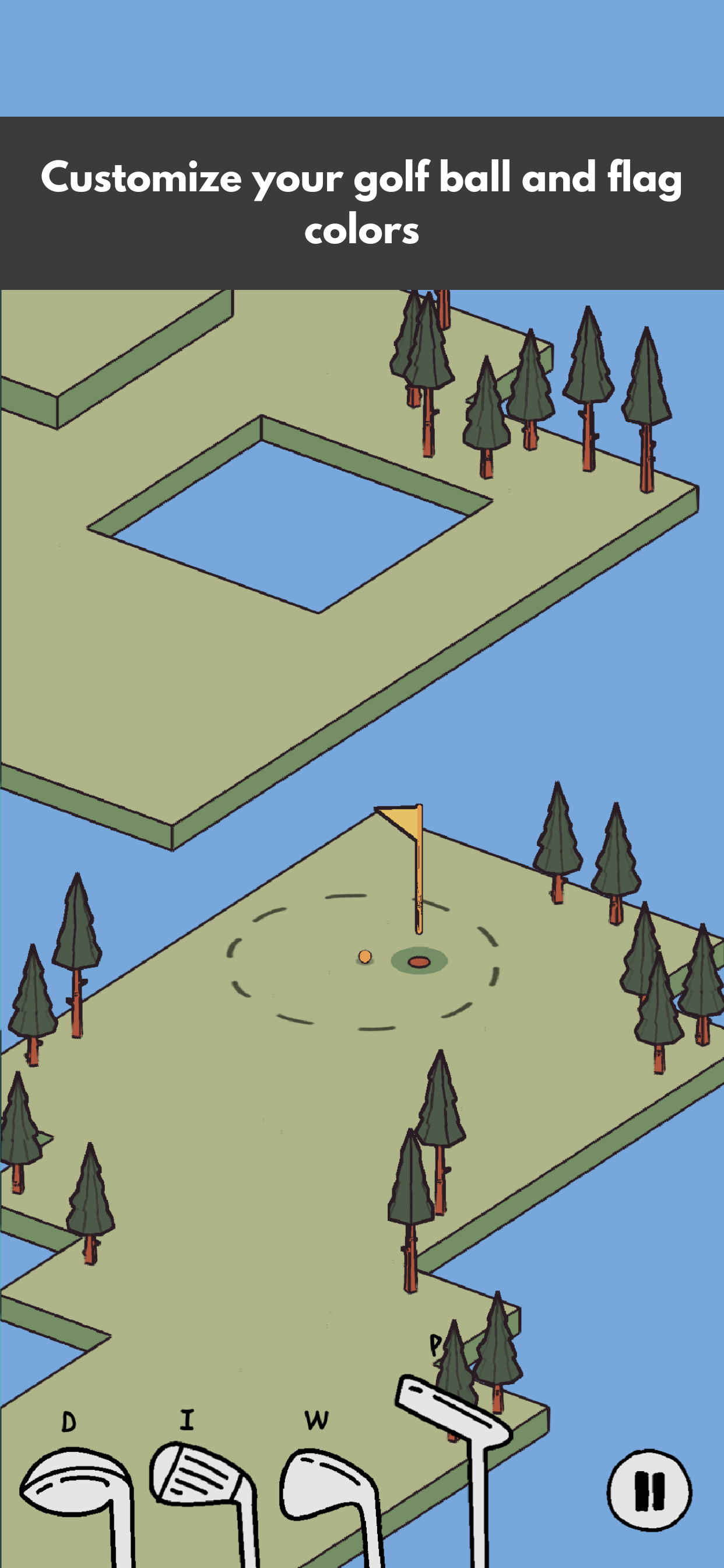 cute golf game - customize your golf ball and flag colors