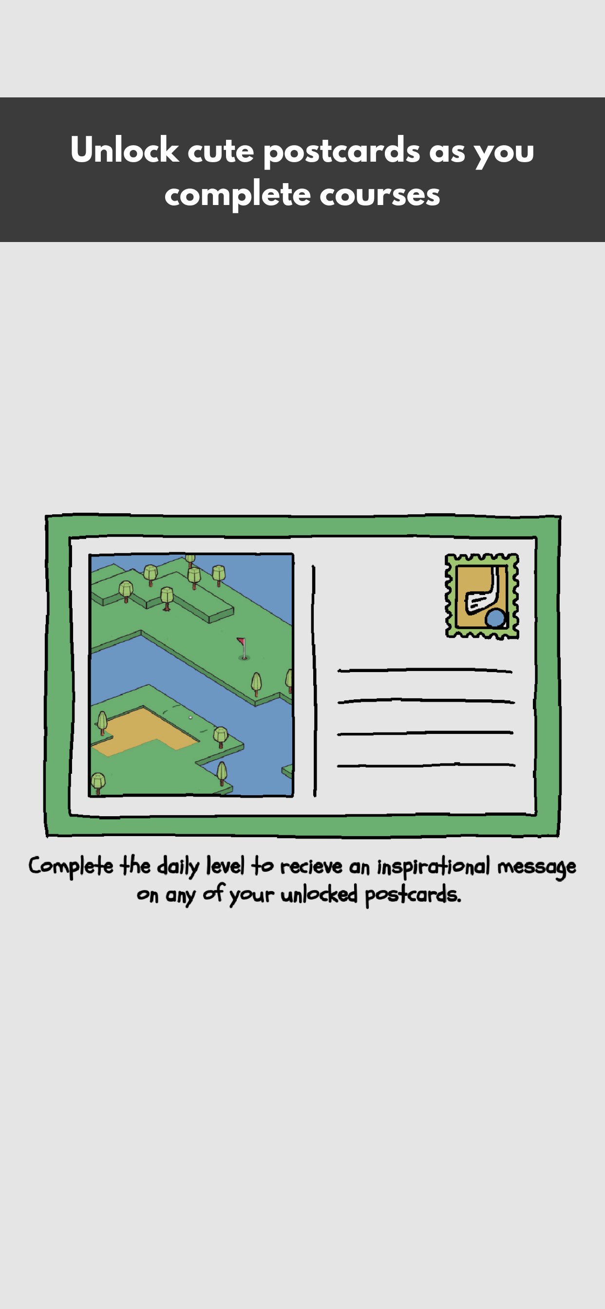 Cute golf game - unlock cute postcards