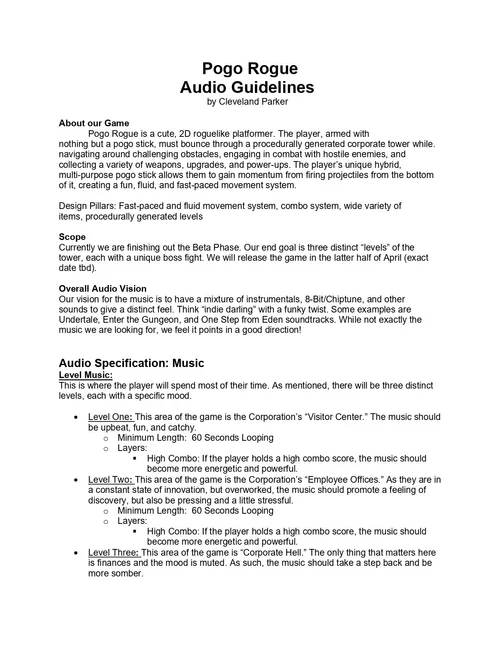 First Page of the Audio Guidelines Documentation