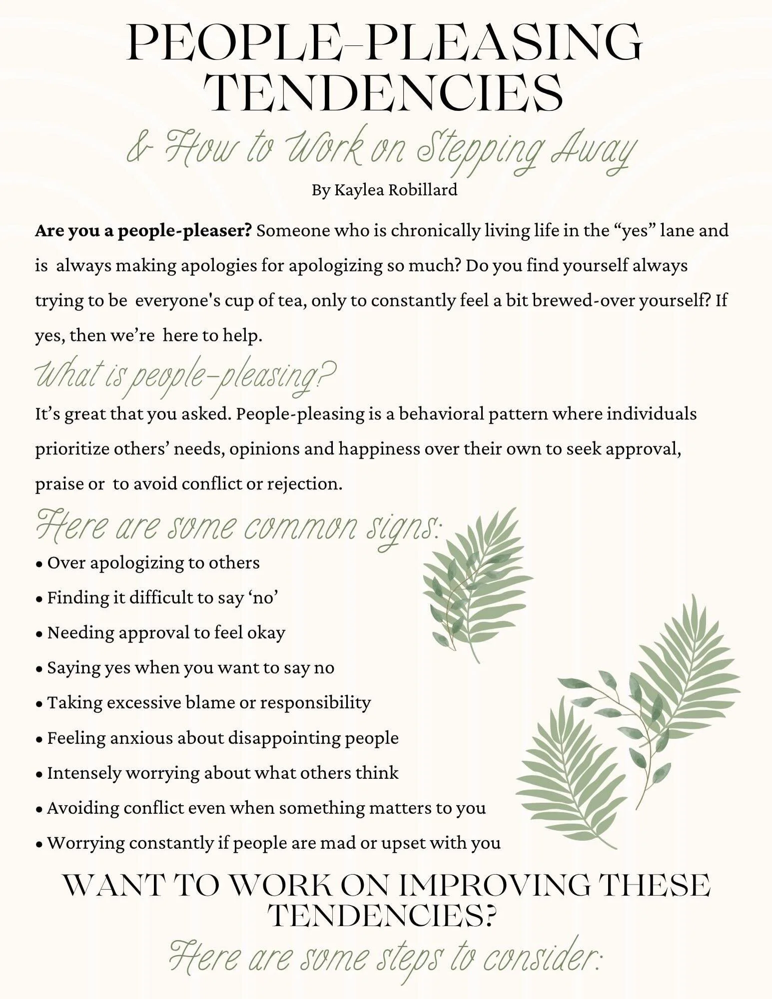 A blog post from Rooted therapist, Kaylea!👆
This post explores people-pleasing tendencies, where they come from, and small ways to start prioritizing yourself without guilt.⛓️&zwj;💥
Rooted Blogs are available on our website and sent through our ema