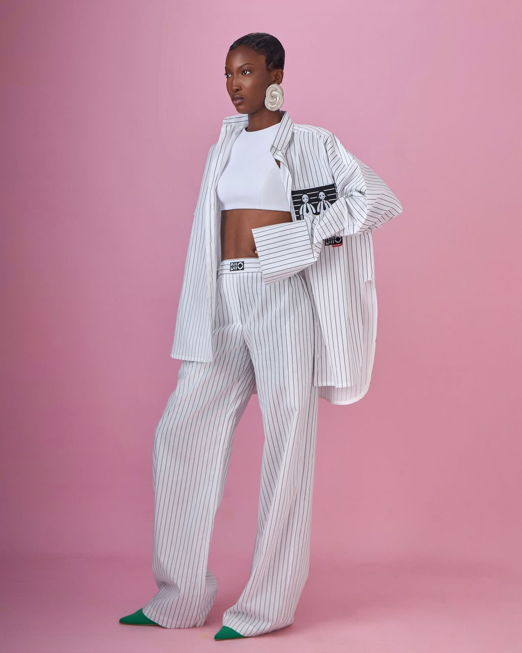 Black and White Stripe Cord Set