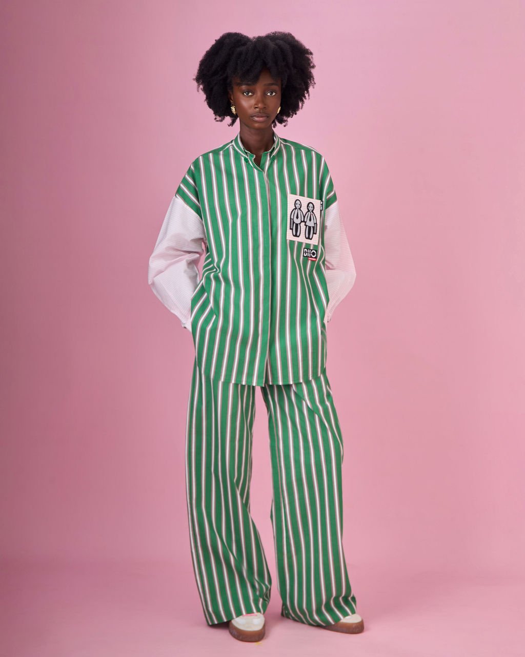 Two-tone Green Stripe Cord Set