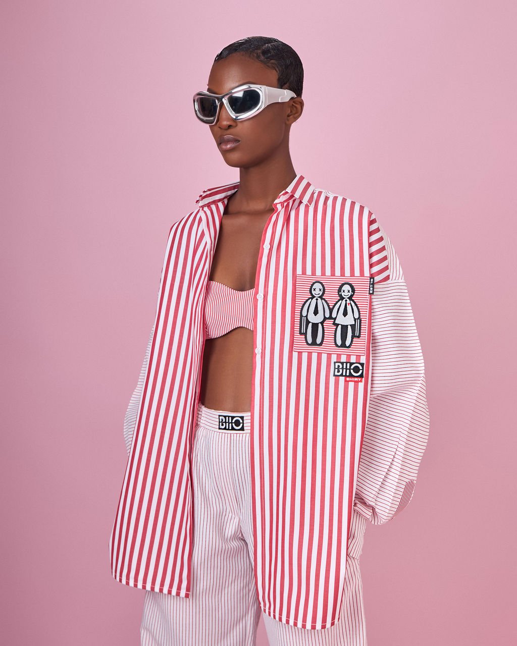 Oversized Tri-tone Red Stripe Shirt