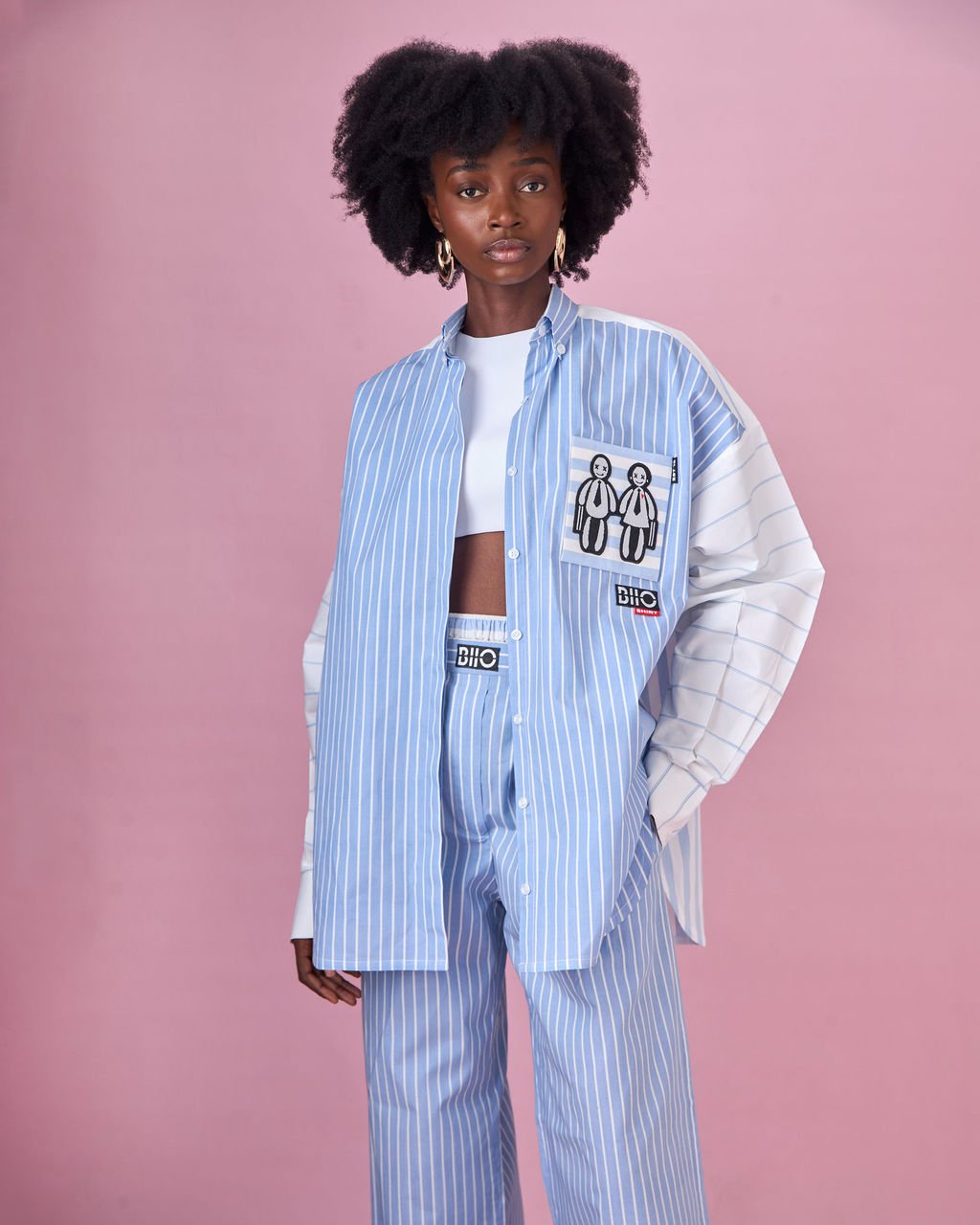 Oversized Tri-tone Blue Stripe Shirt