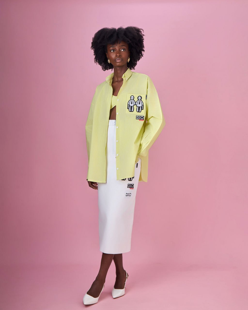 White Column Midi Skirt