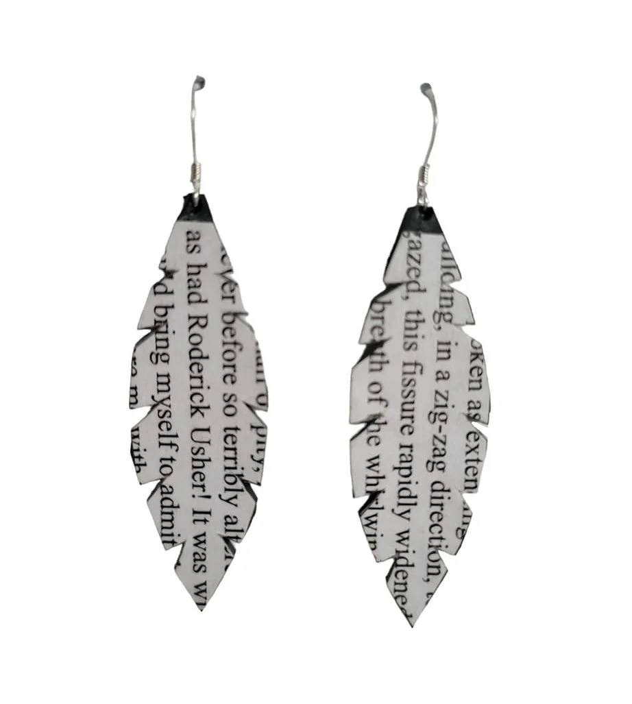 Poe Book Page & Bike Tube Earrings Earrings