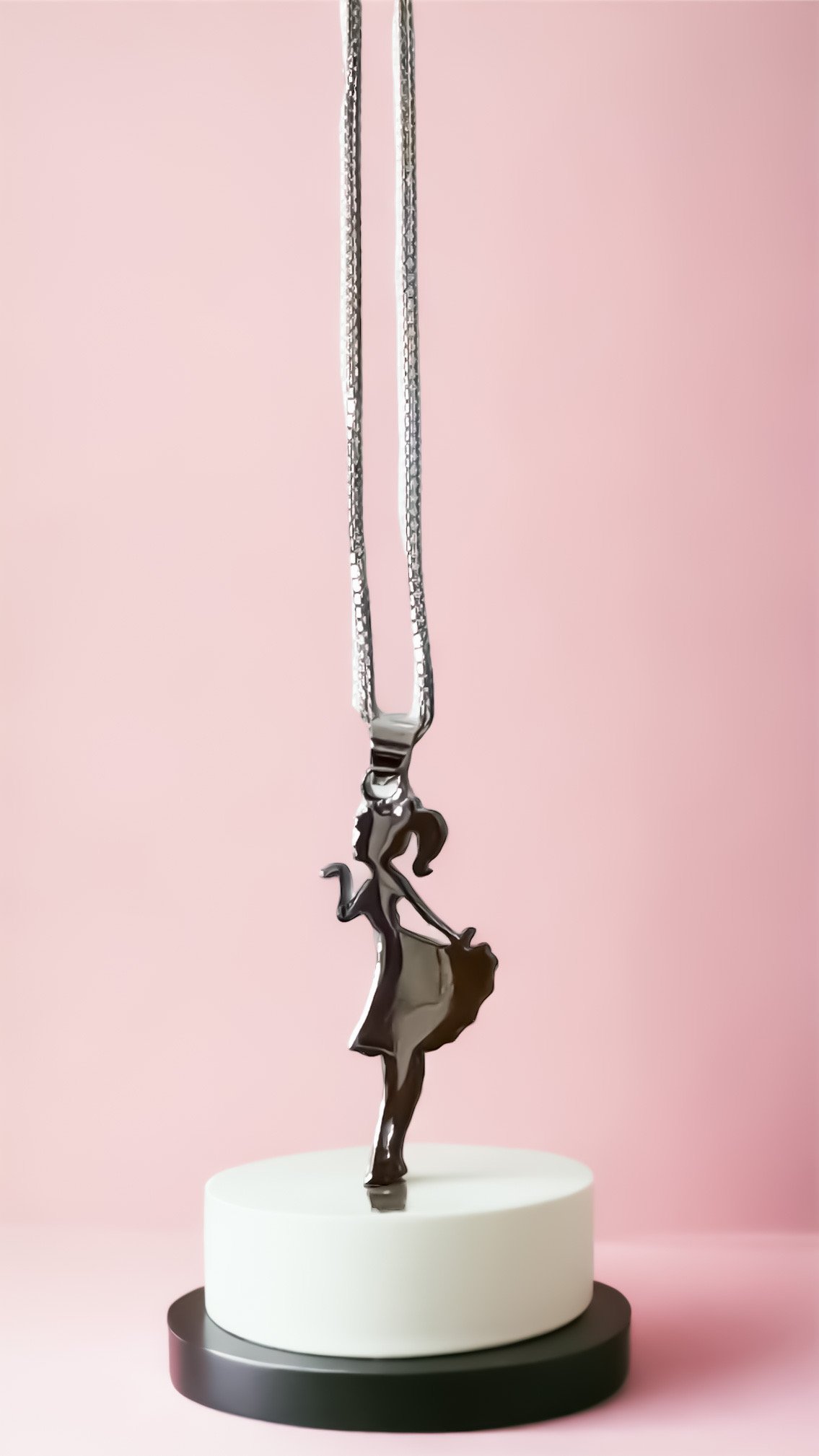 Dainty silver ballerina/dancer pendant