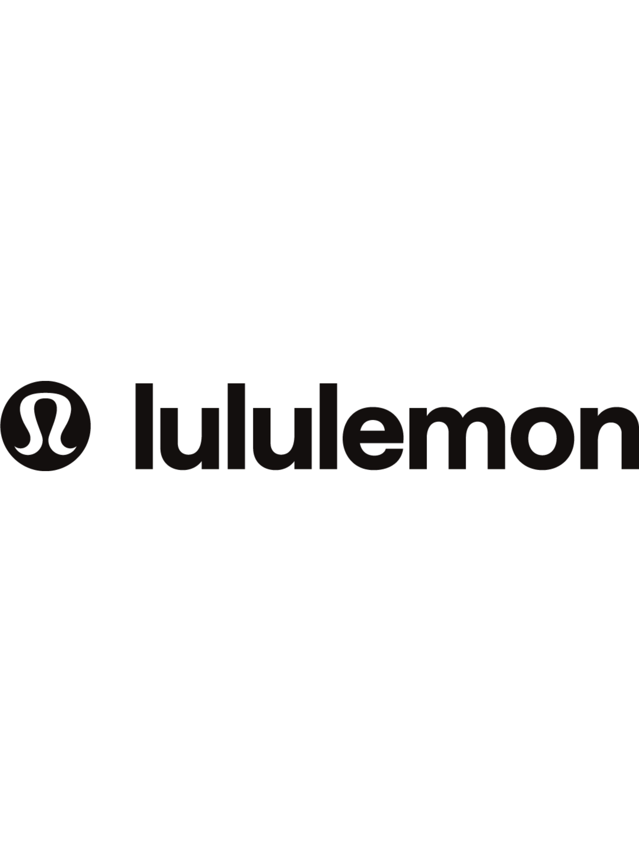 Lululemon logo with black text and symbol on a black background.