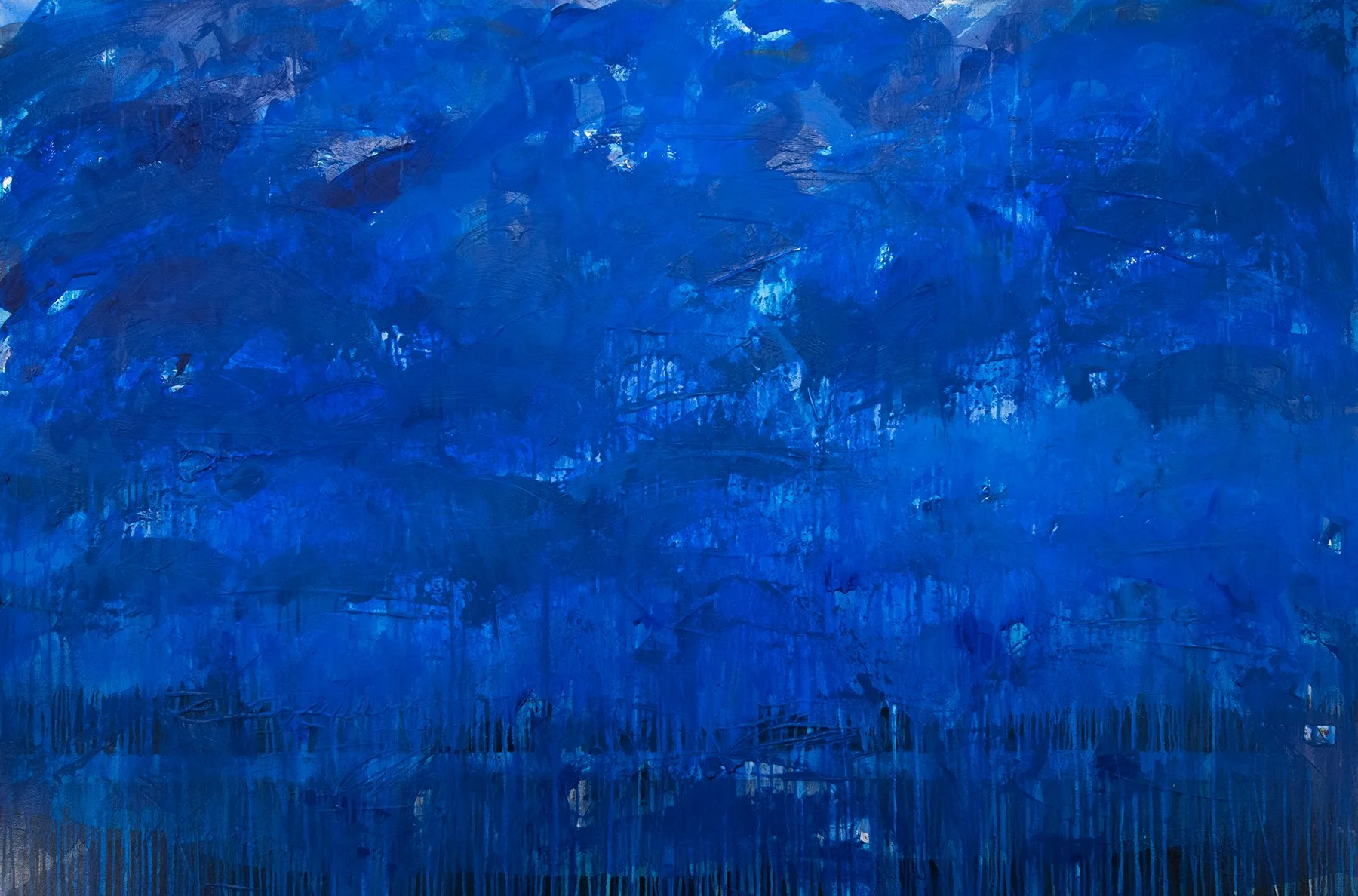 Floating in Indigo #11-C45-5 Acrylic/Collage on Canvas 48x72" $9,000
