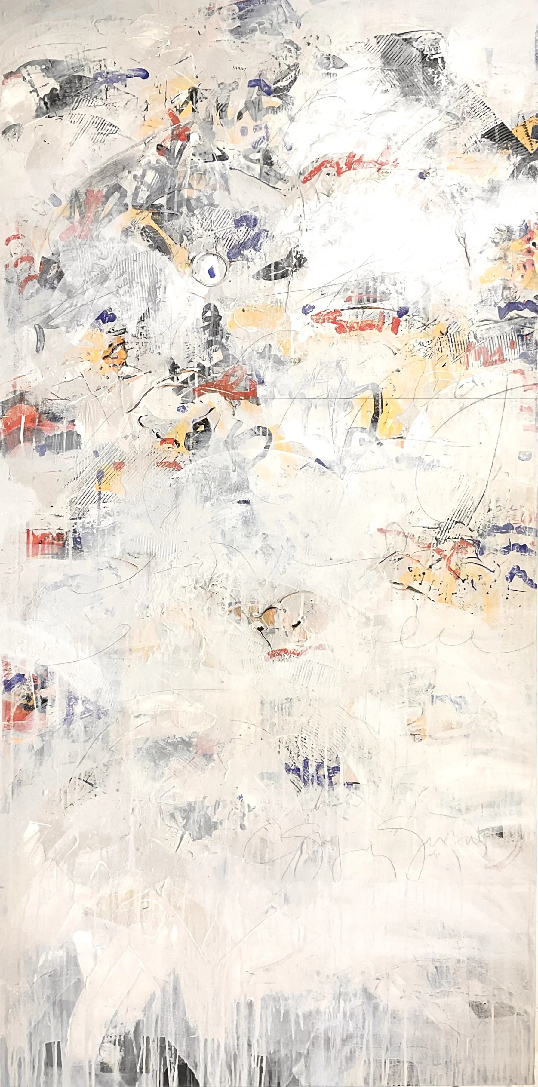 7-C45-2 Acrylic/Collage on Canvas 3x6’ $7,000