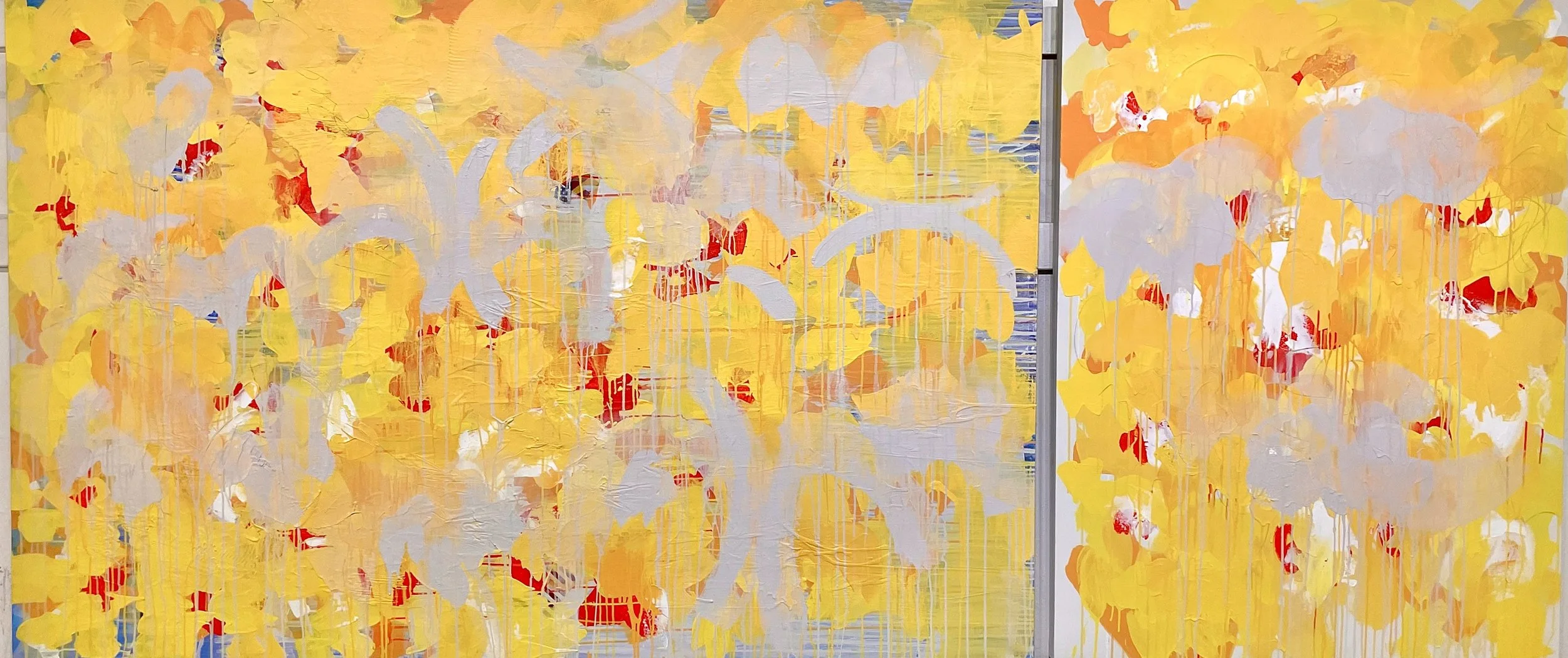 #9-C46-2 and 3 Acrylic/Collage on Canvas 48x108"