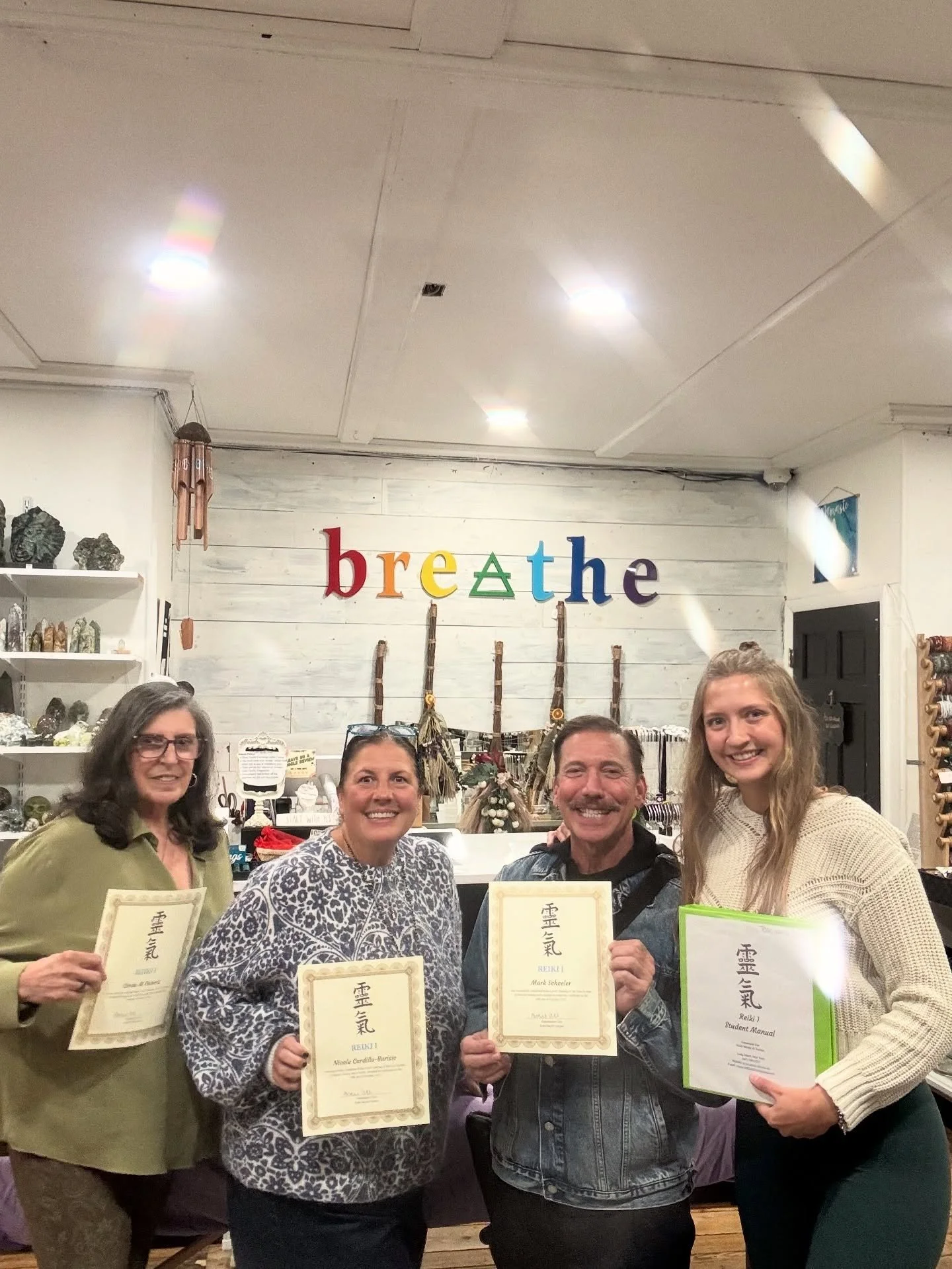 Wrapped up a beautiful Reiki Level 1 Certification Training last night at @breatheinspiringgifts in Port Jefferson, NY. 🎉

I had the joy of teaching three amazing water signs &mdash; Linda, Nicole, and Mark &mdash; and what a wave of energy they wer